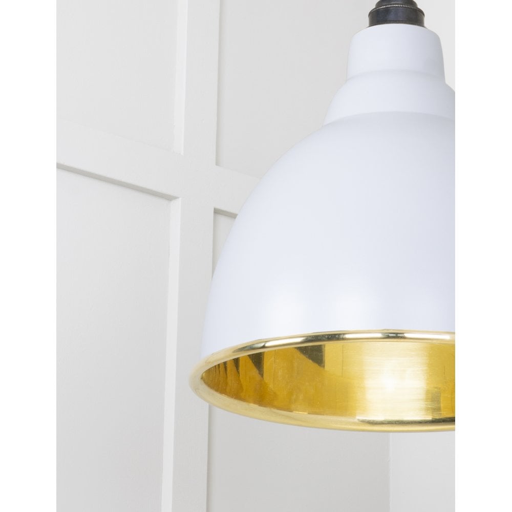 From The Anvil Smooth Brass Brindley Pendant - Birch (Pale Grey)