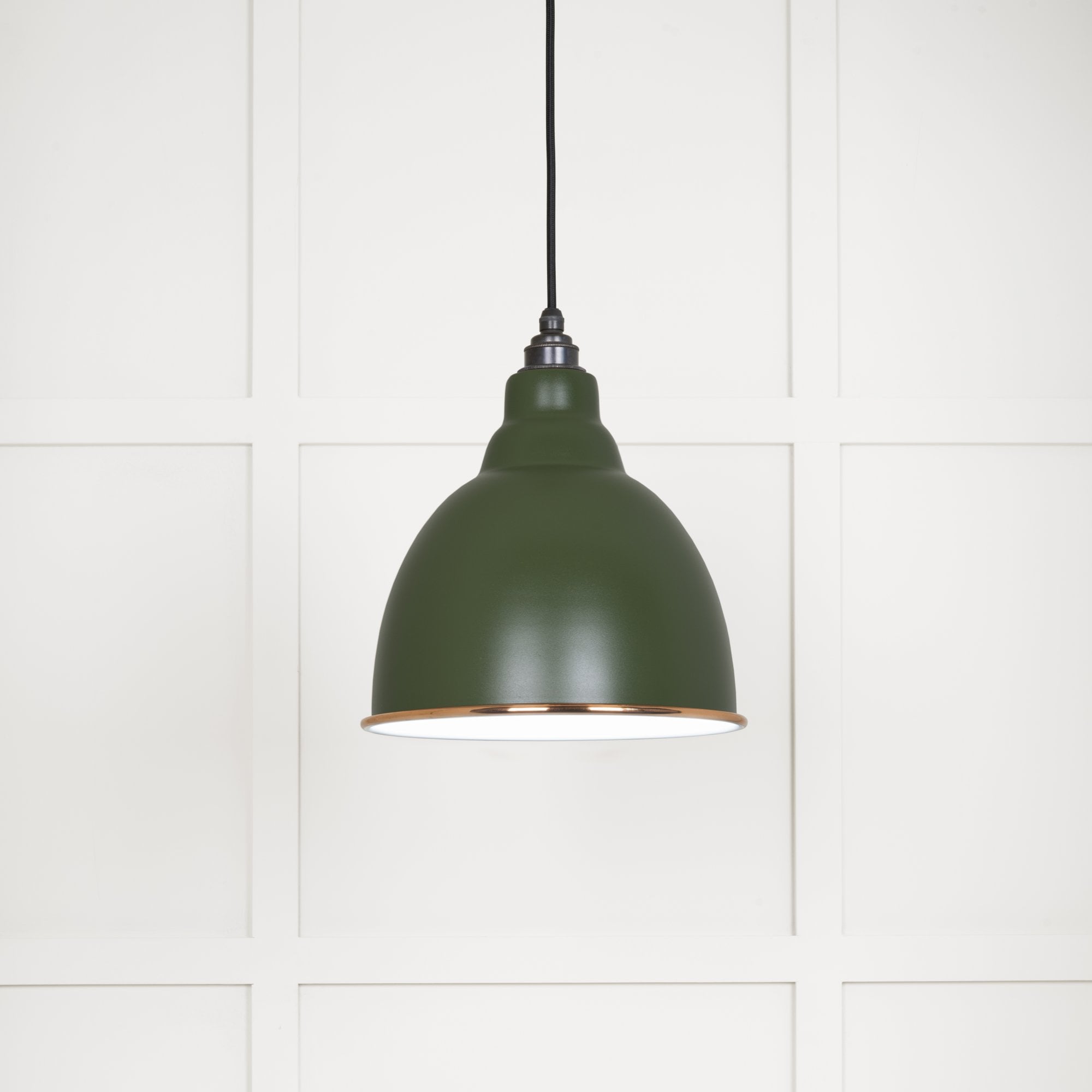 From The Anvil White Gloss Brindley Pendant - Heath (Earthy Green)