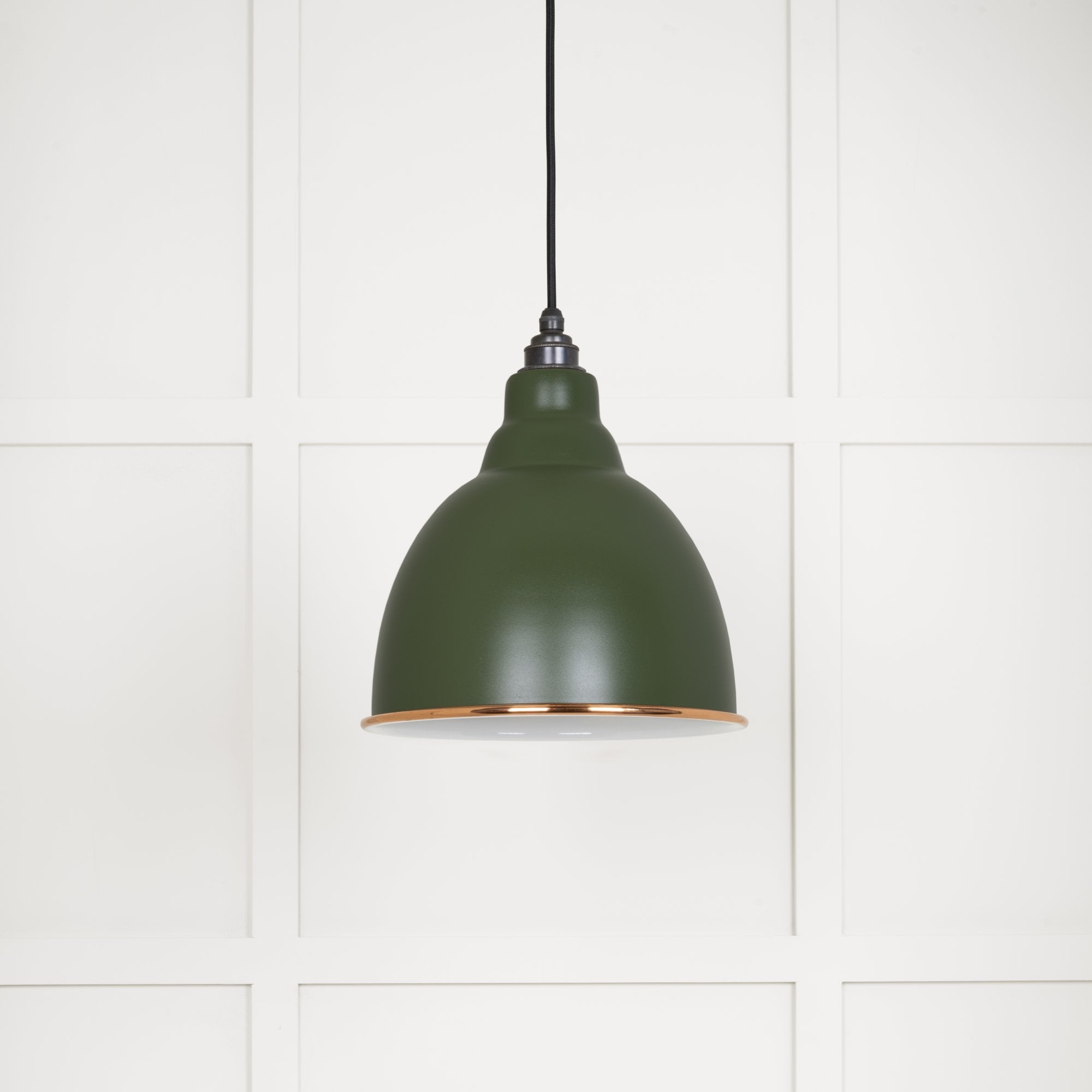 From The Anvil White Gloss Brindley Pendant - Heath (Earthy Green)