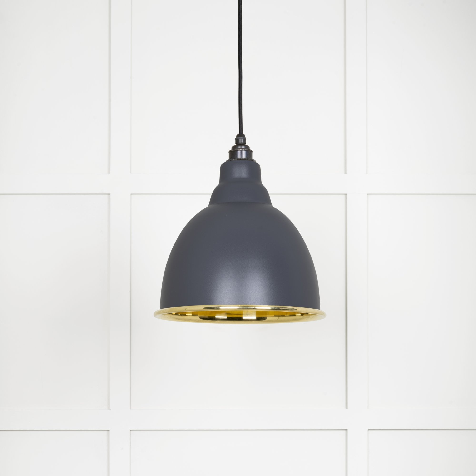 From The Anvil Smooth Brass Brindley Pendant - Slate (Mid Grey)
