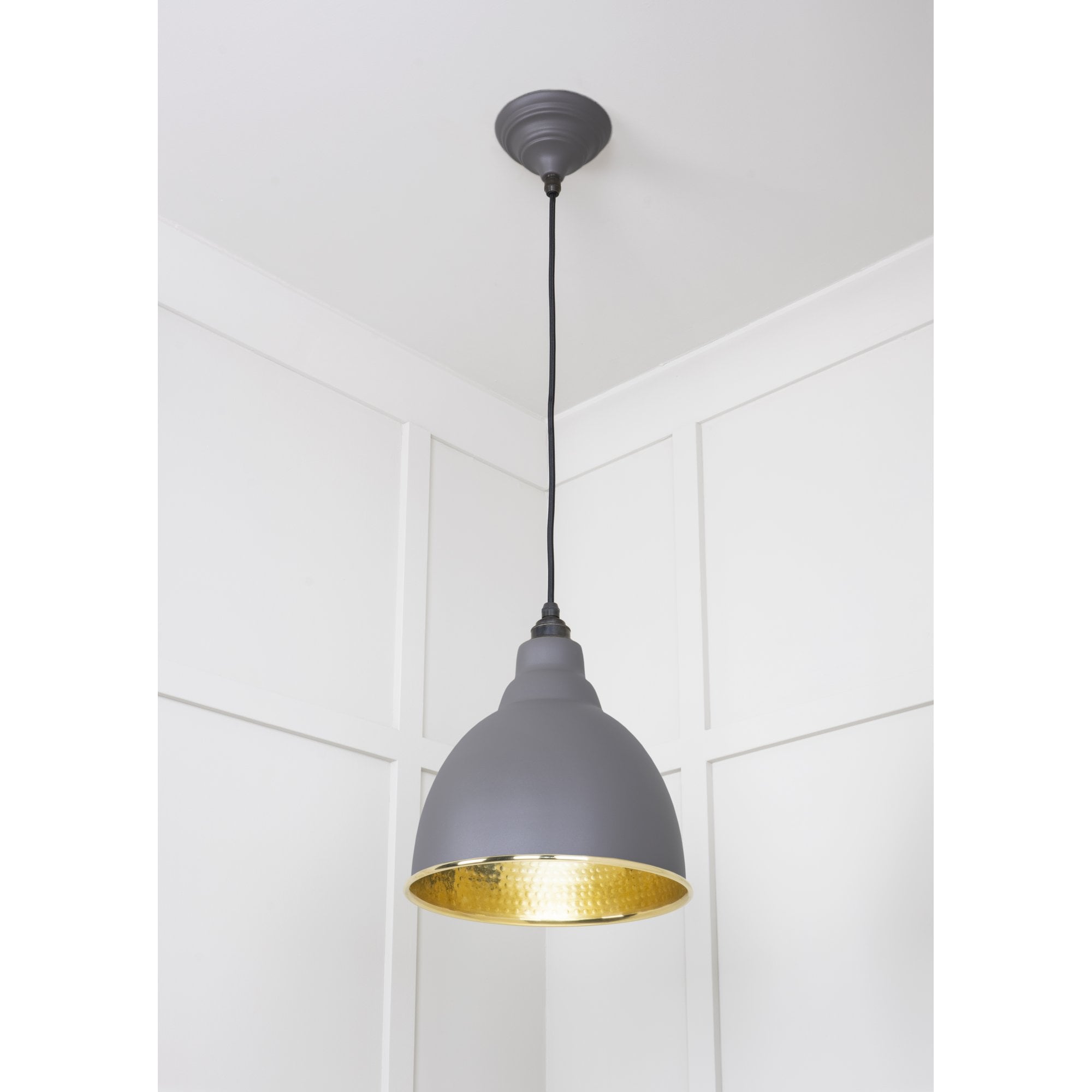 From The Anvil Hammered Brass Brindley Pendant - Bluff (Warm Grey)