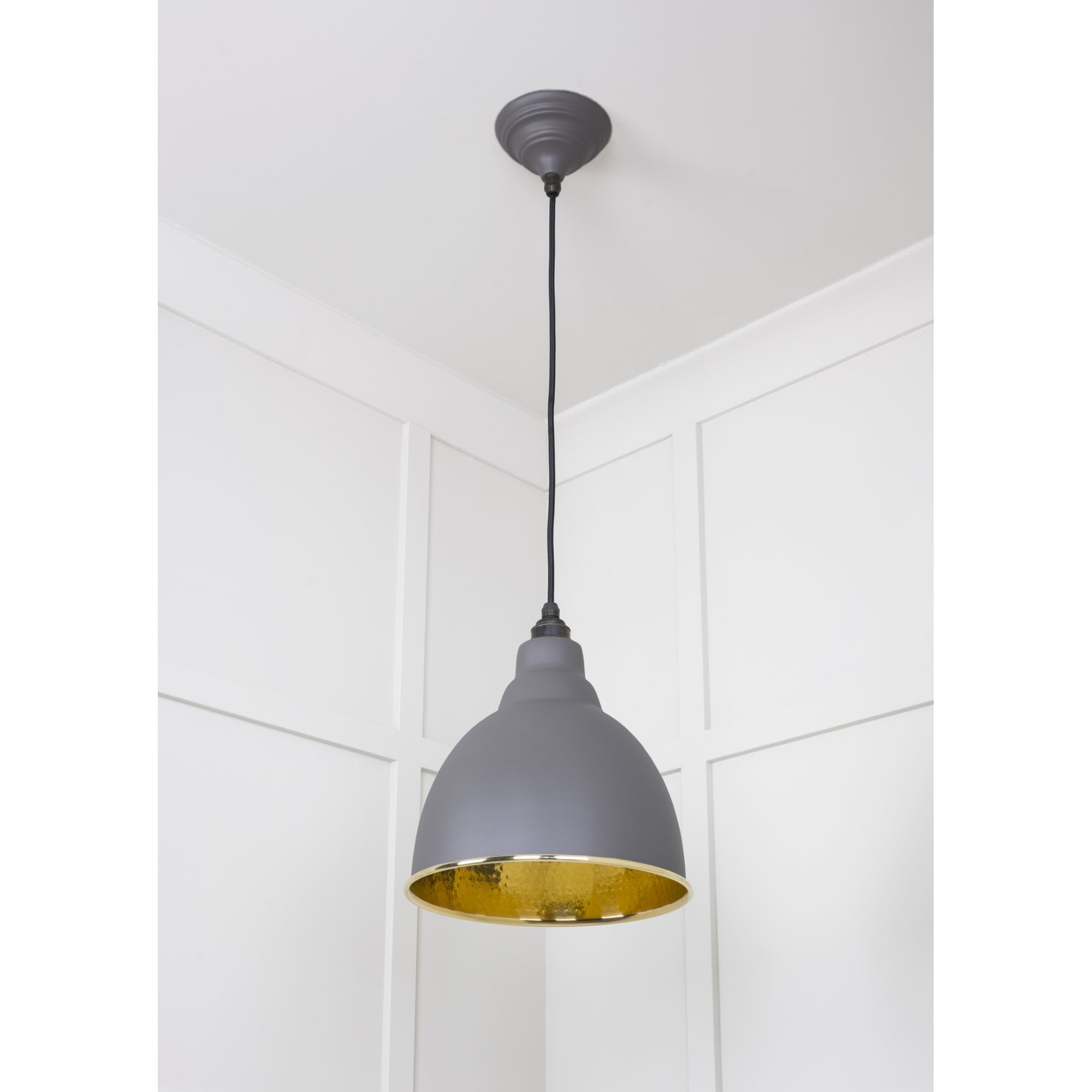 From The Anvil Hammered Brass Brindley Pendant - Bluff (Warm Grey)