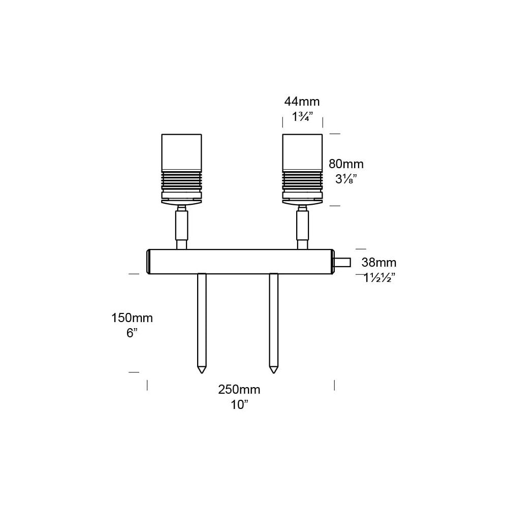 Hunza Pure LED Euro Twin Bar Light - Copper - Low Voltage