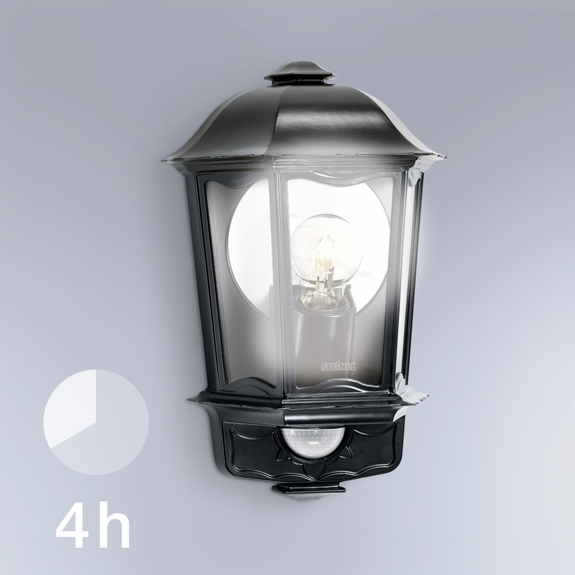 Steinel L190 S Classic Lantern Wall light with 180 degree PIR - Black