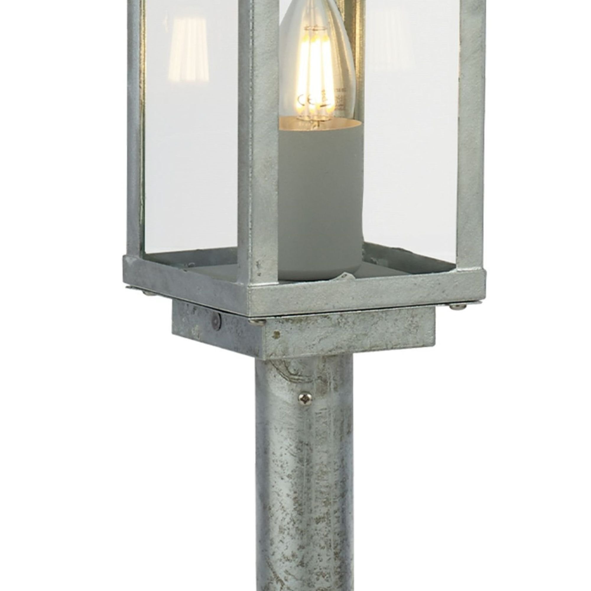 Searchlight Byron II 900mm Outdoor IP44 Post - Silver & Clear Glass