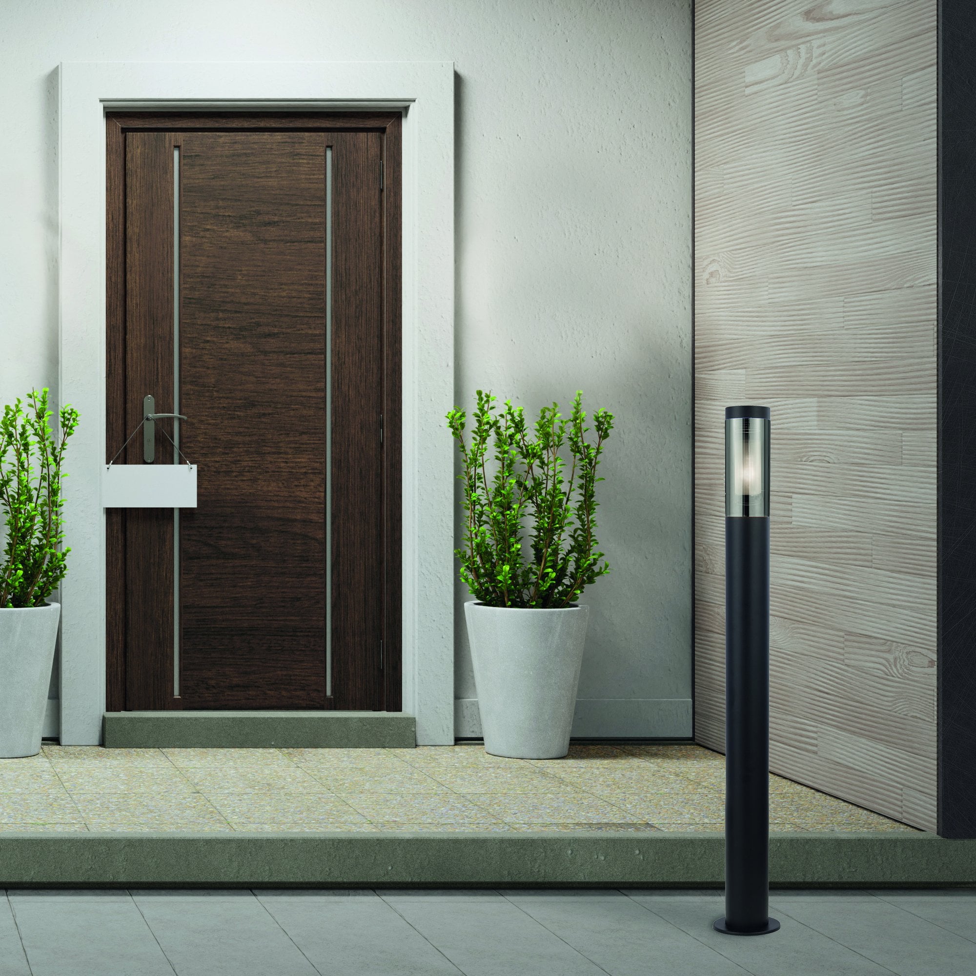 Searchlight Barnet 900mm Outdoor IP44 Post - Black & Smoked Diffuser