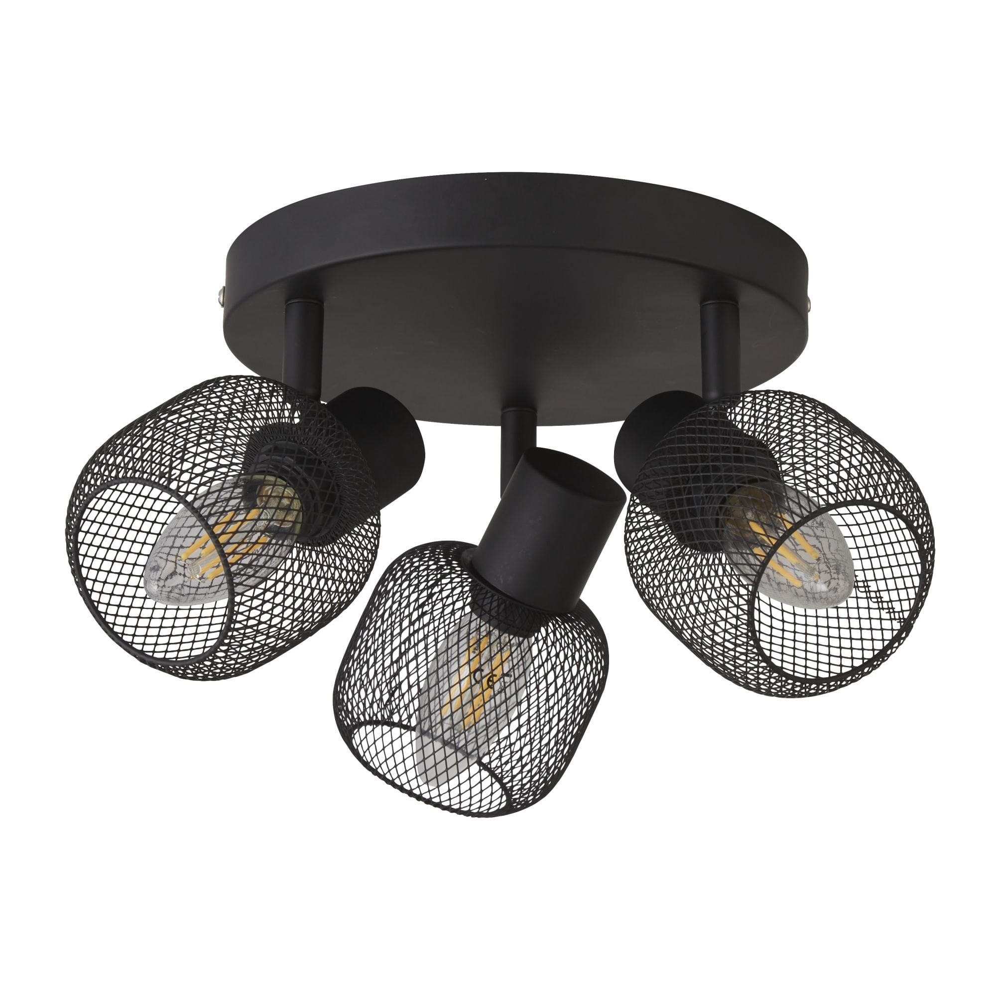 Searchlight McLeod 3 Light Cage Round Spotlight - Black