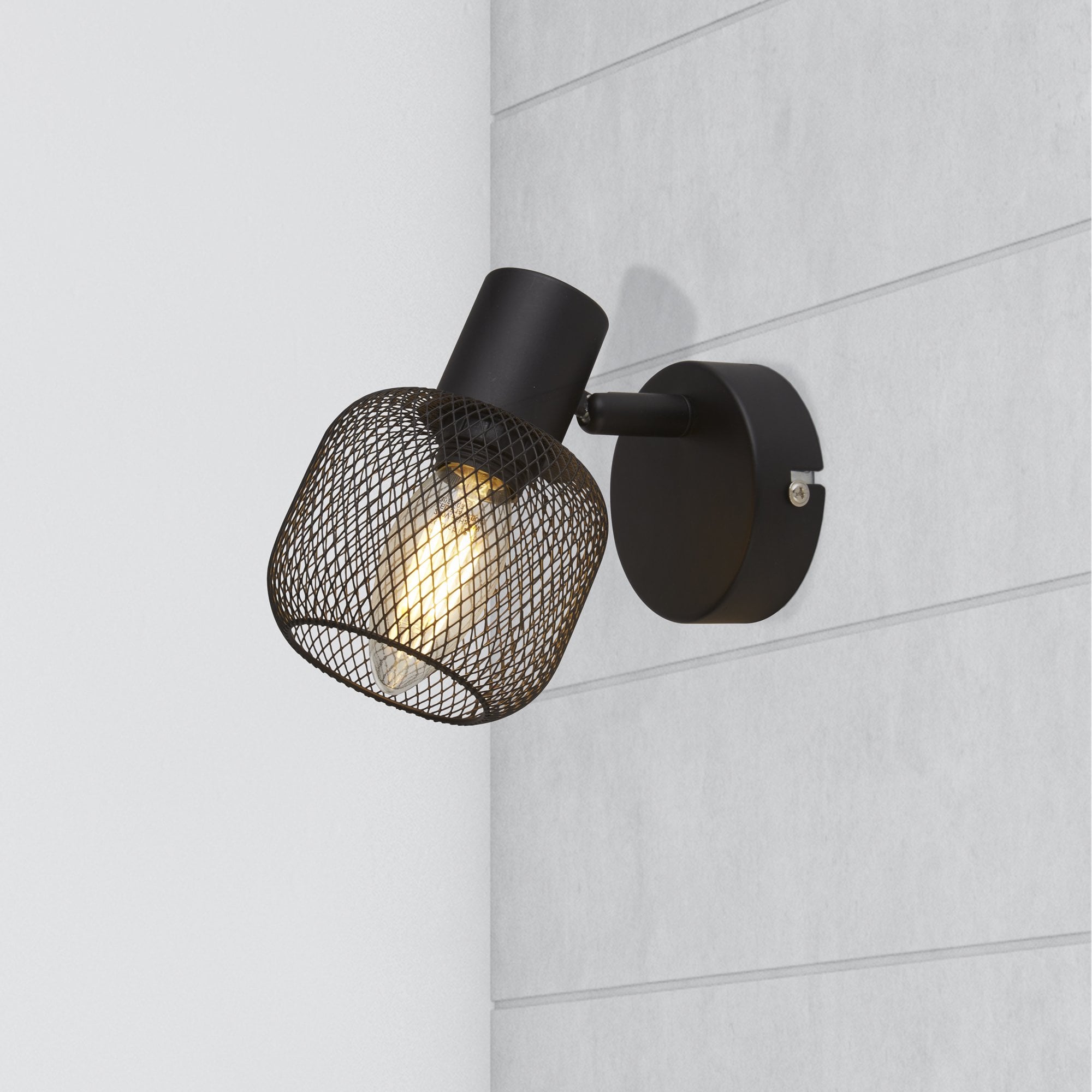 Searchlight McLeod Cage Spotlight Wall Light - Black