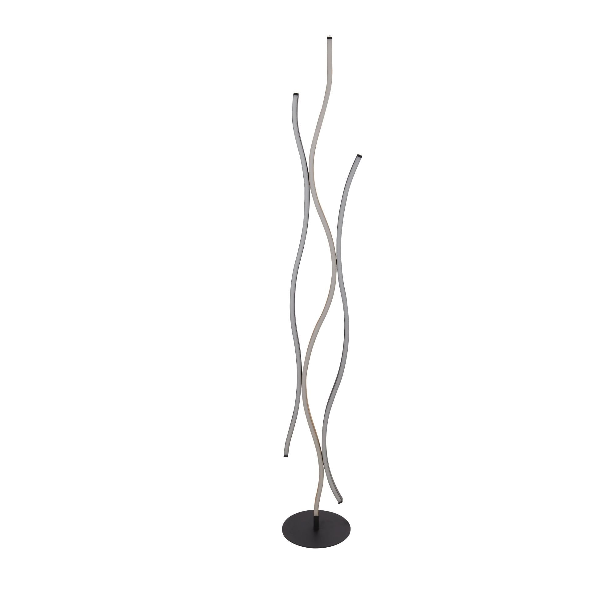 Searchlight Belmont Swirl LED Floor Lamp - Black With Wood Effect