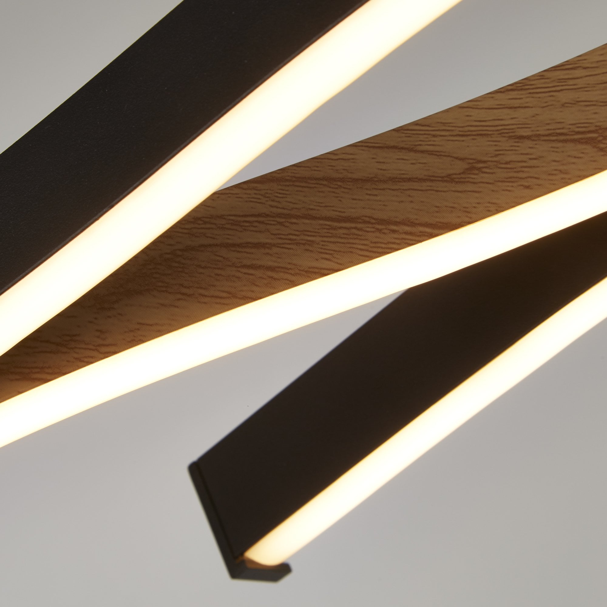 Searchlight Belmont Swirl LED Ceiling Pendant - Black With Wood Effect