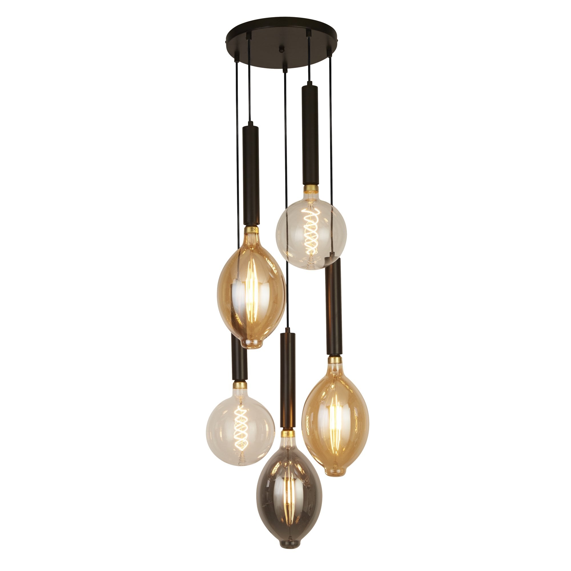 Searchlight Dawber 5 Light Multi Drop Ceiling Pendant - Black