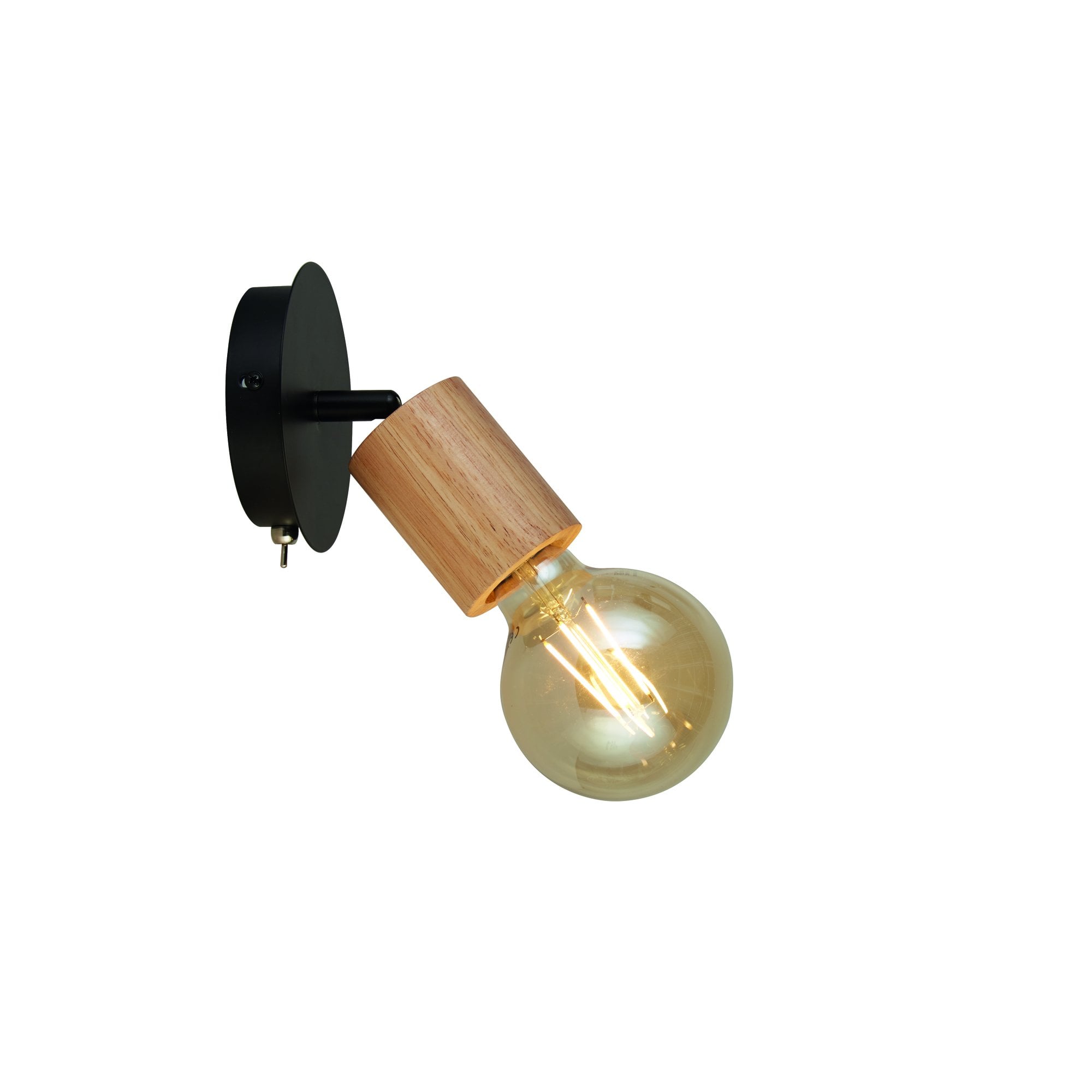 Searchlight South Spotlight Wall Light- Wood & Black Metal