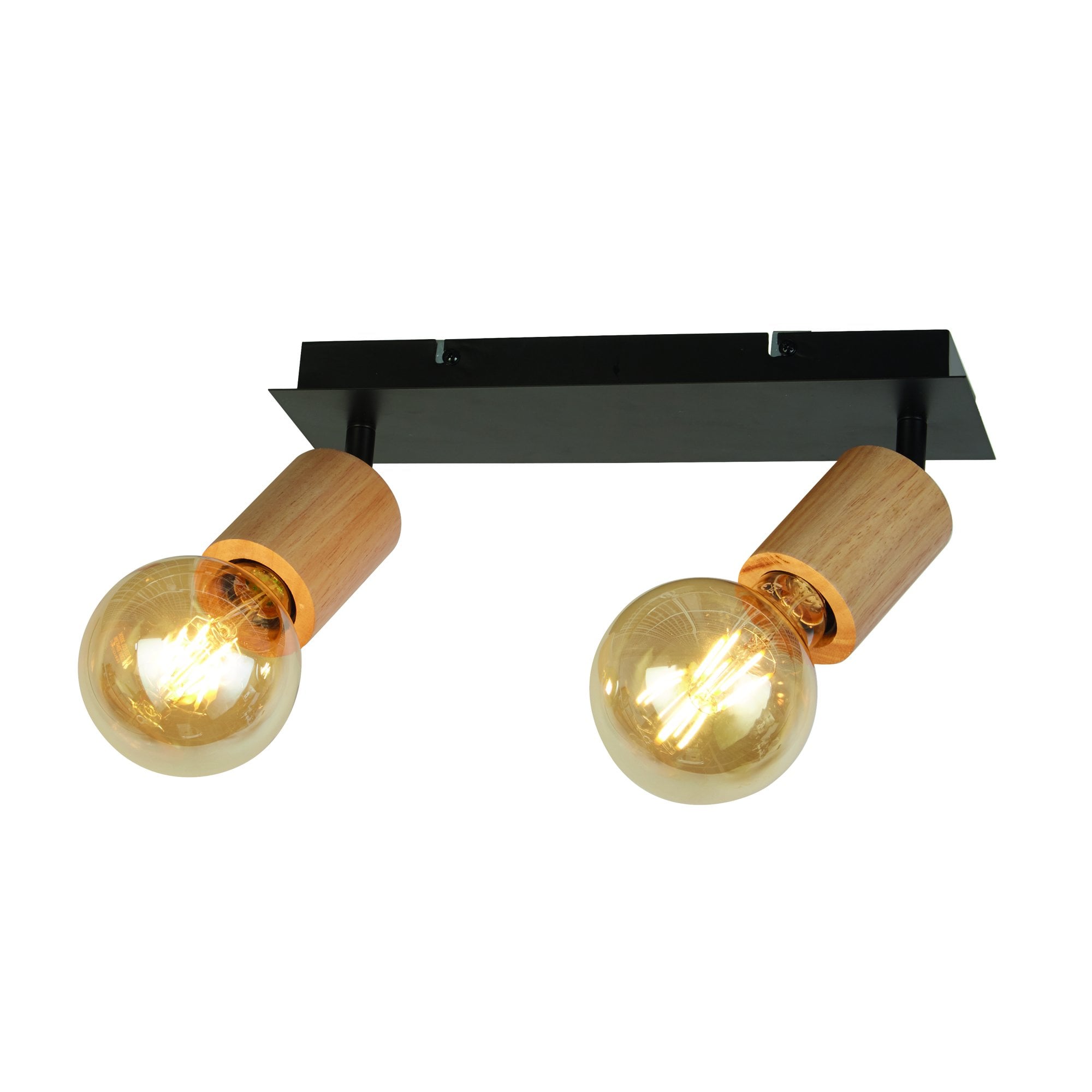 Searchlight South 2 Light Spotlight - Wood & Black Metal