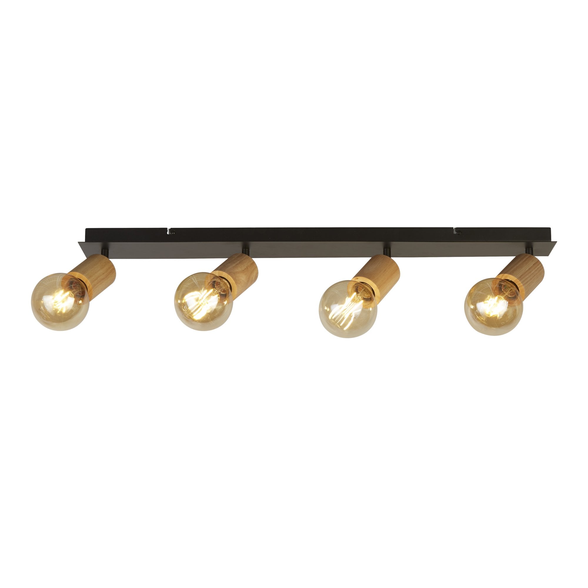 Searchlight South 4 Light Bar Spotlight- Wood & Black Metal