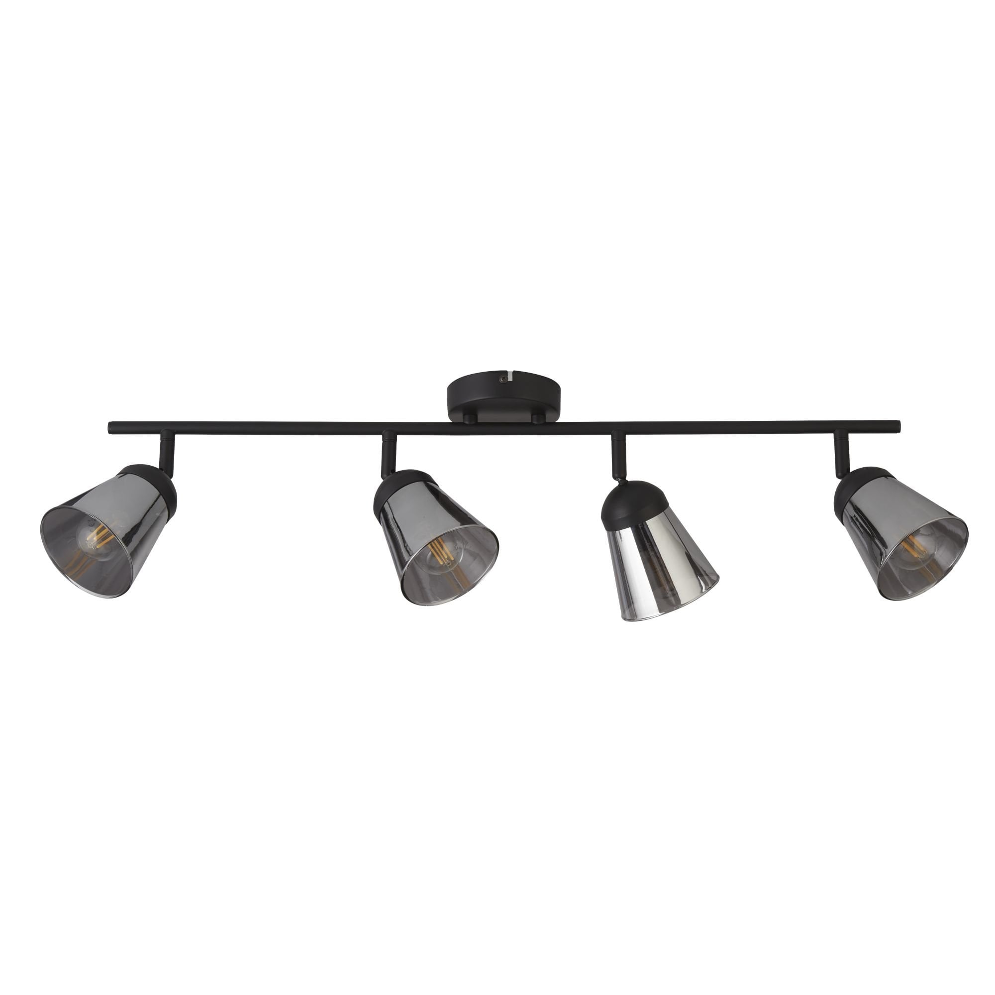 Searchlight Martin 4 Light Bar Spotlight - Black Metal With Smoked Glass