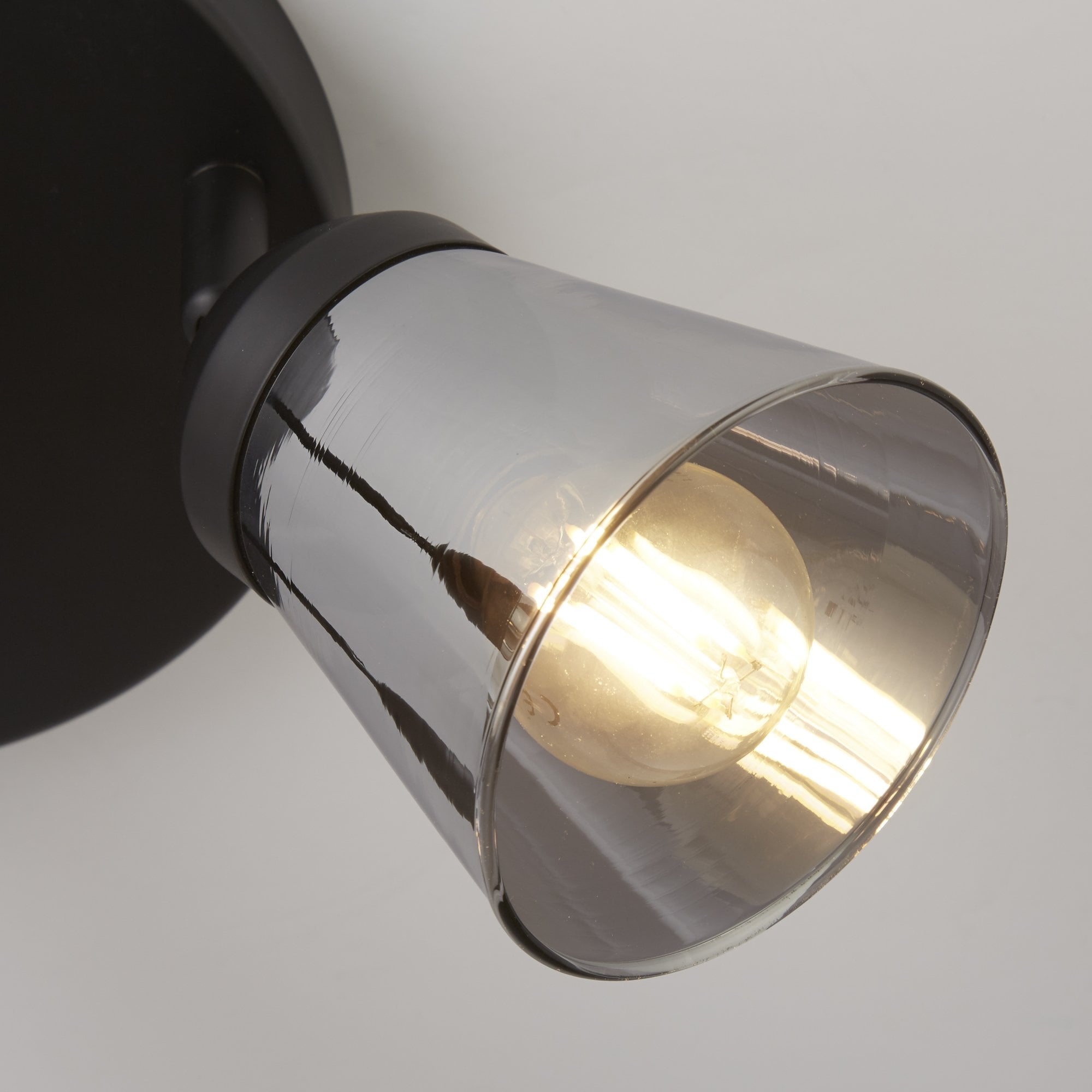 Searchlight Martin 3 Light Round Spotlight - Black Metal With Smoked Glass