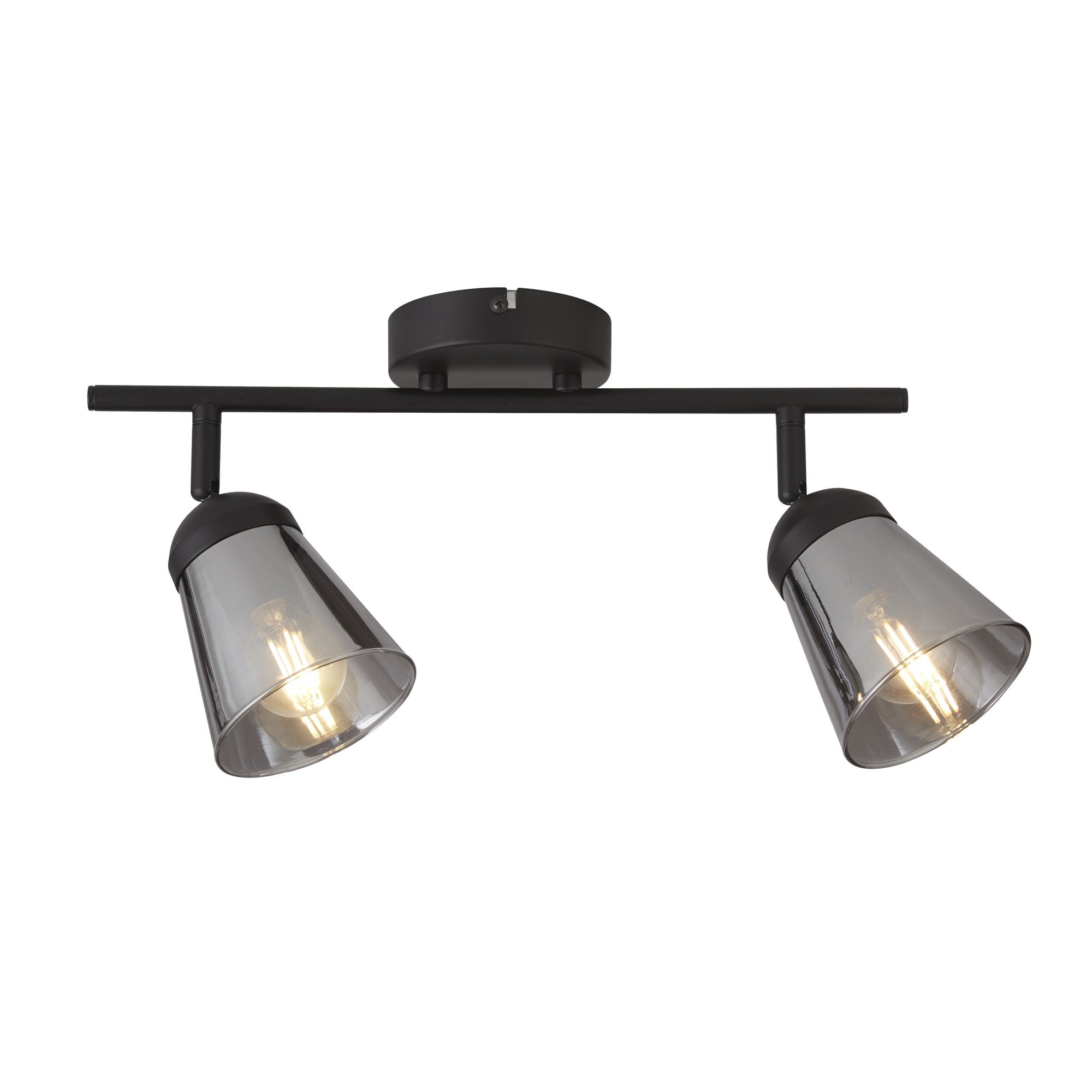 Searchlight Martin 2 Light Spotlight - Black Metal With Smoked Glass