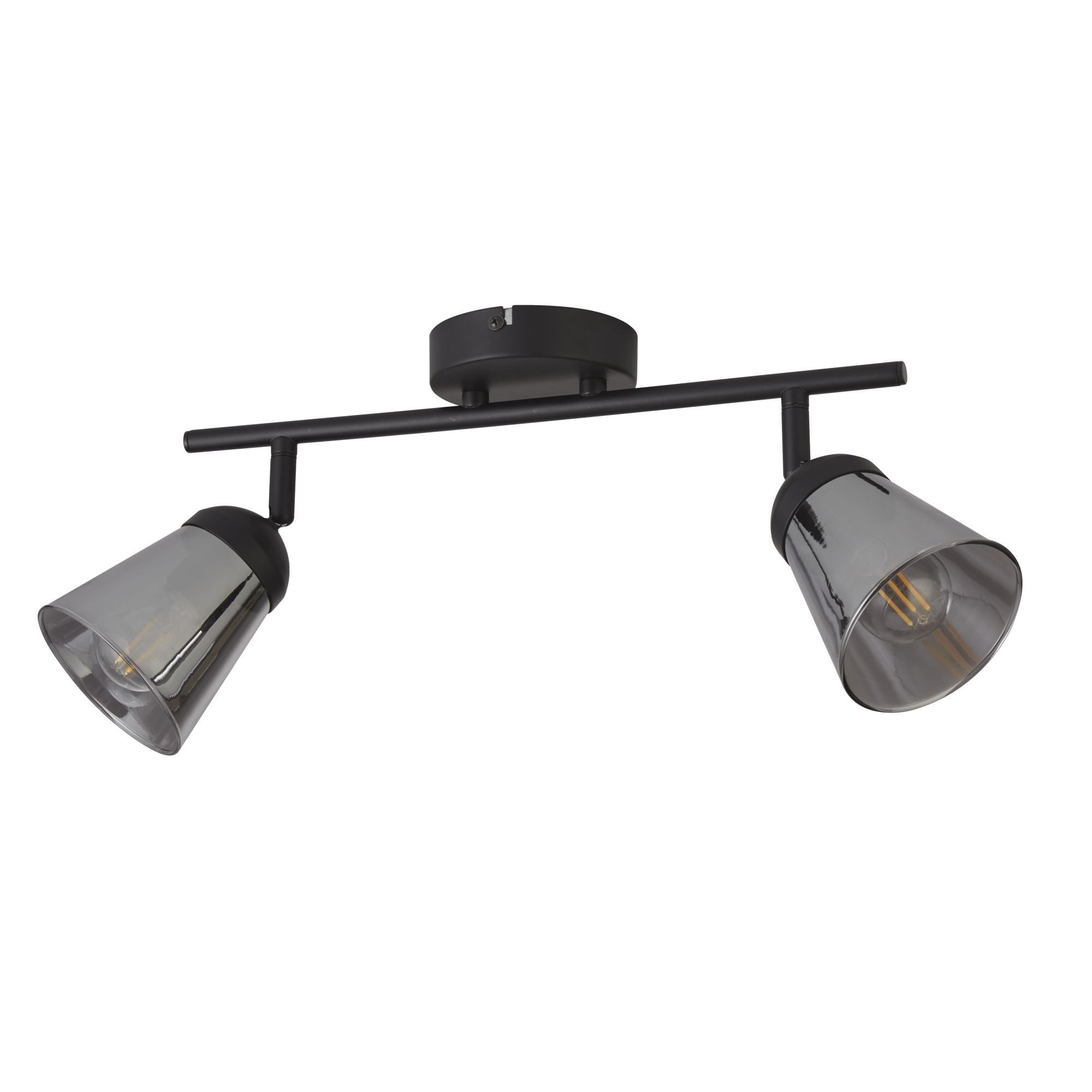 Searchlight Martin 2 Light Spotlight - Black Metal With Smoked Glass