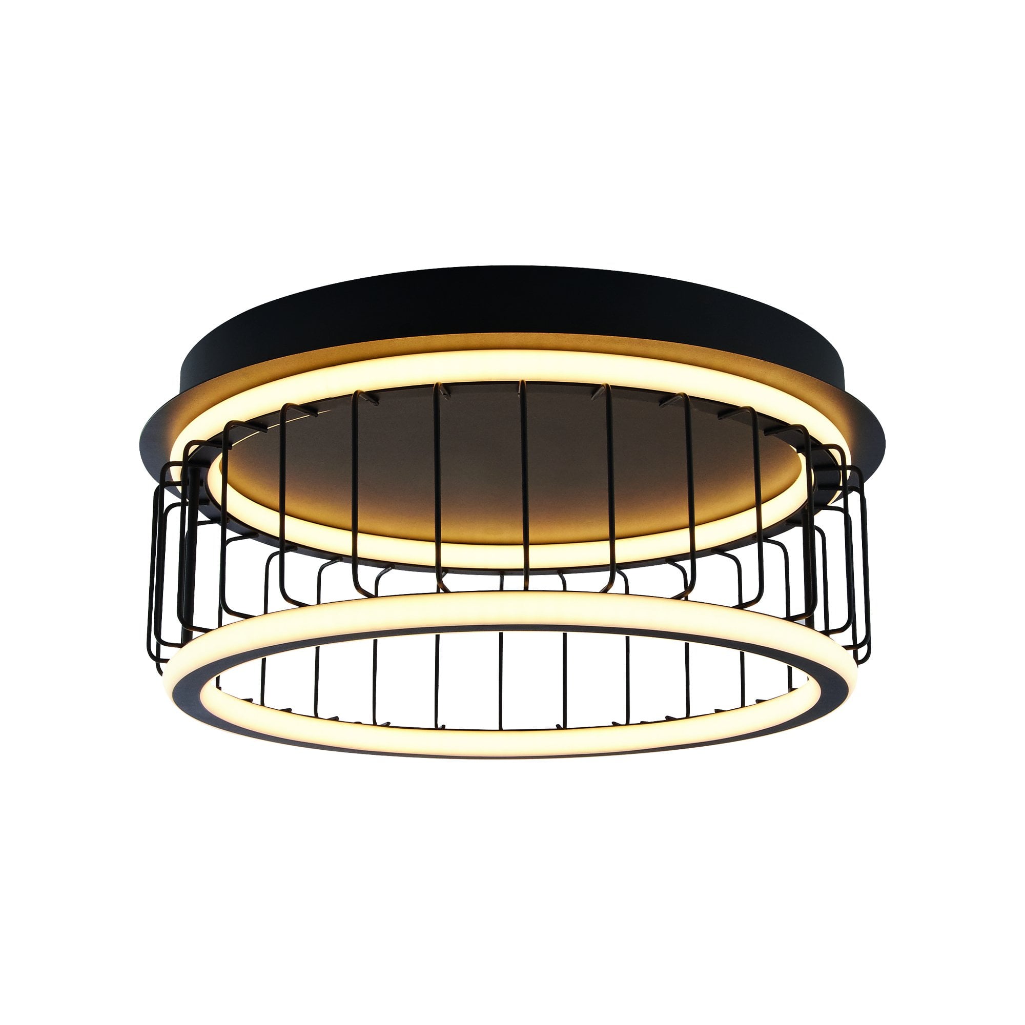 Searchlight Canova Cage LED Flush Ceiling Light - Small - Black Metal