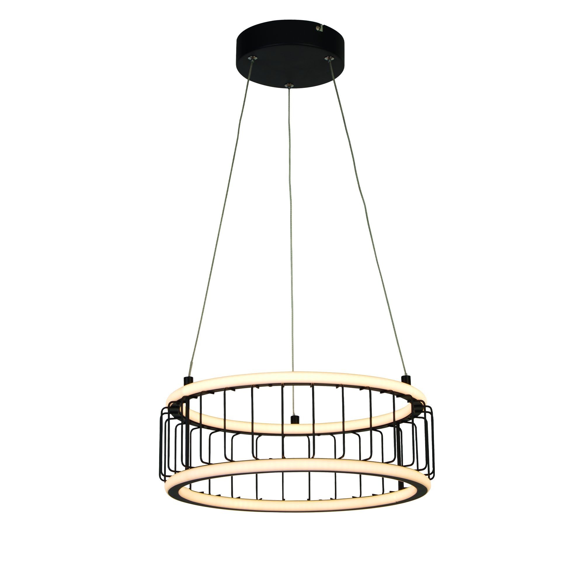 Searchlight Canova Cage LED Drum Ceiling Pendant - Small - Black Metal