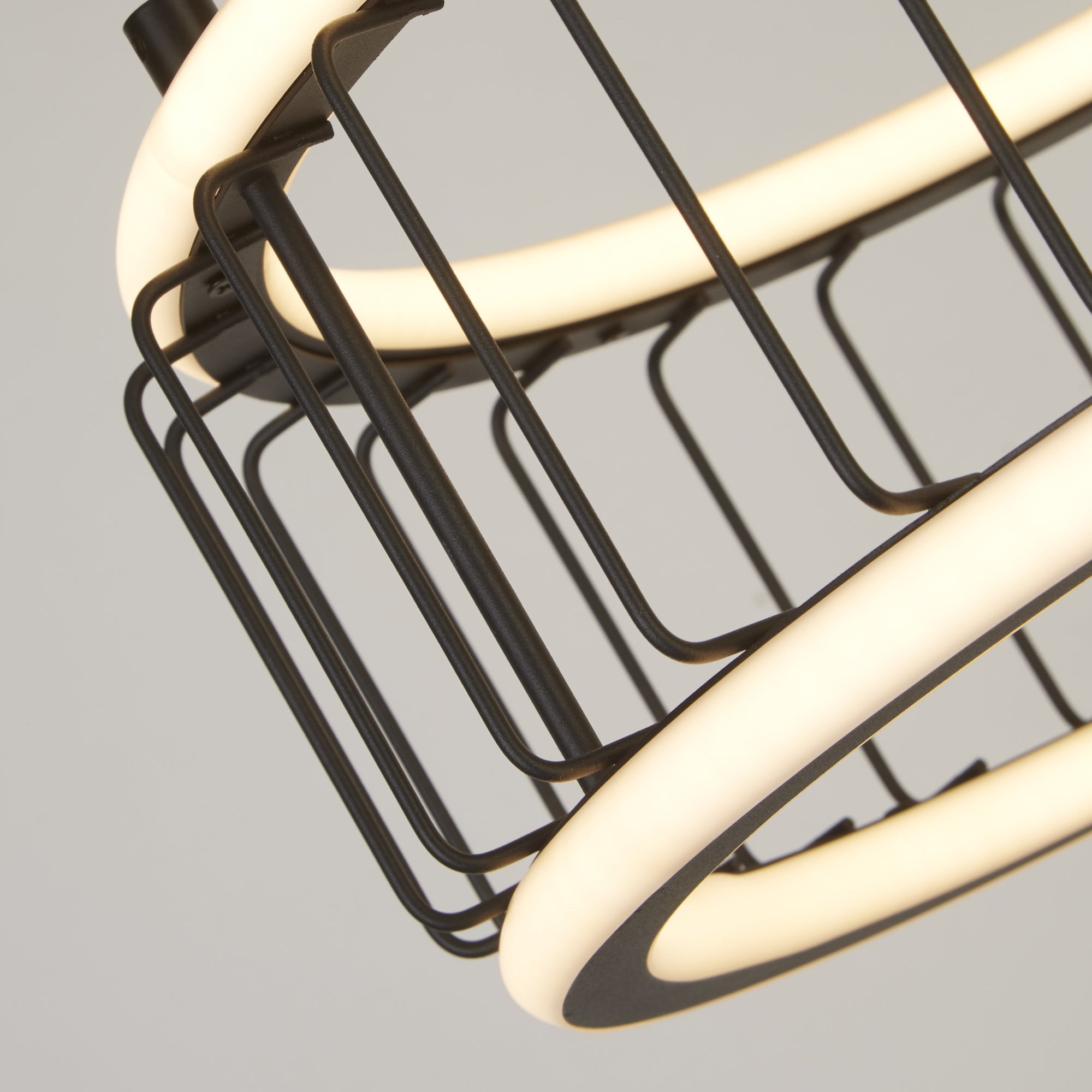 Searchlight Canova Cage LED Drum Ceiling Pendant - Small - Black Metal