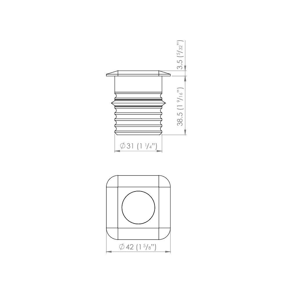 LuxR M1 Square Recessed - Stainless Steel - Low Voltage