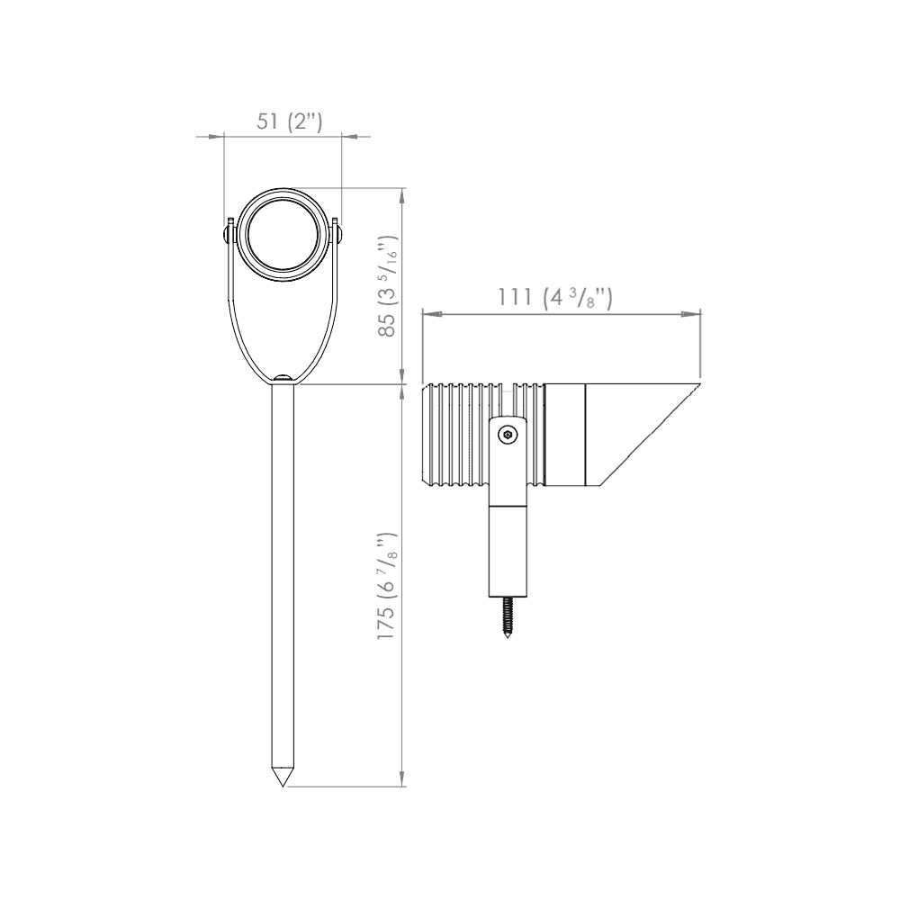 LuxR M4 Spike Spot with Glare Guard - Copper - Low Voltage