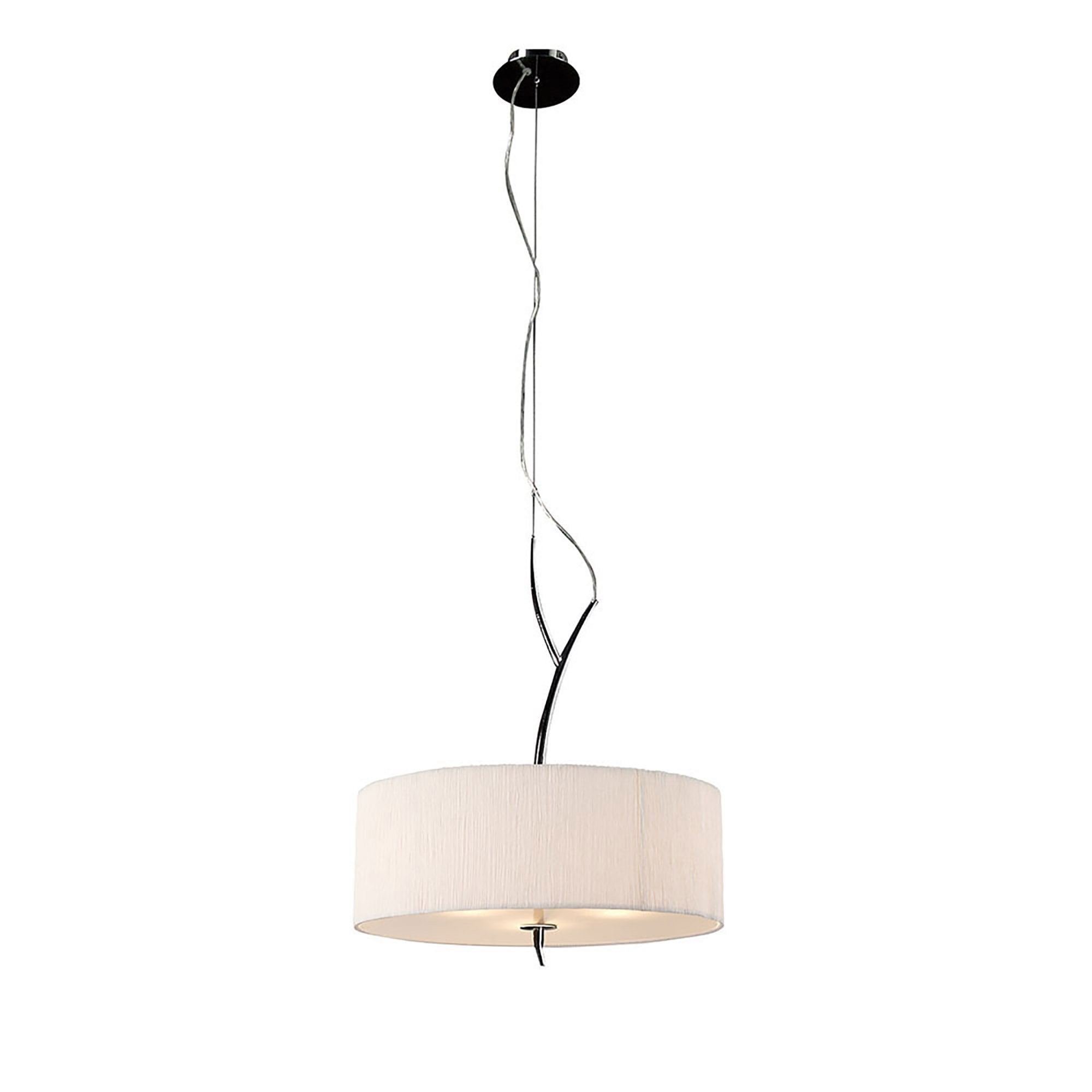 Mantra Eve 3 Light Pendant in Polished Chrome with White Round Shade