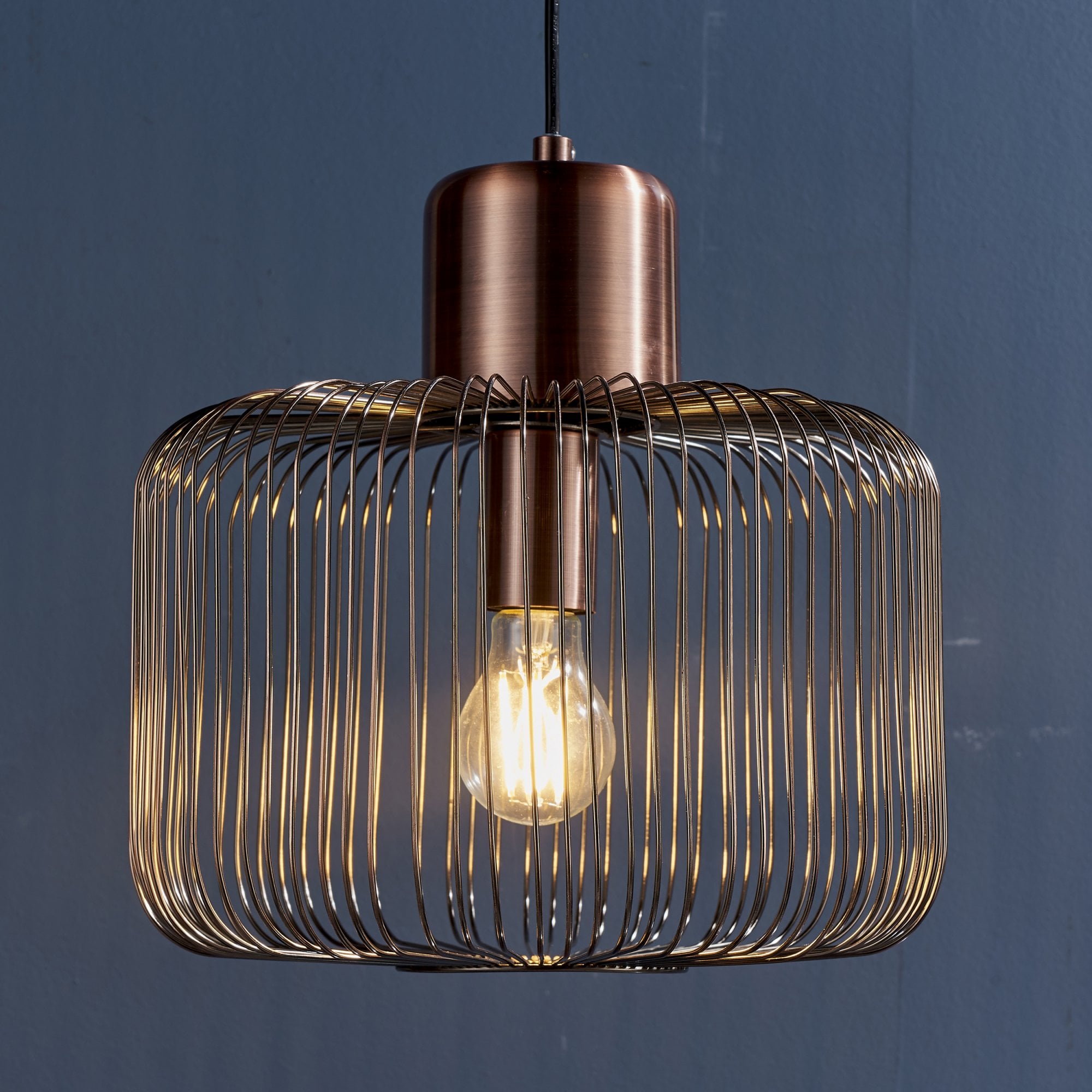 Endon Nicola Single Light Pendant - Antique Copper Plate