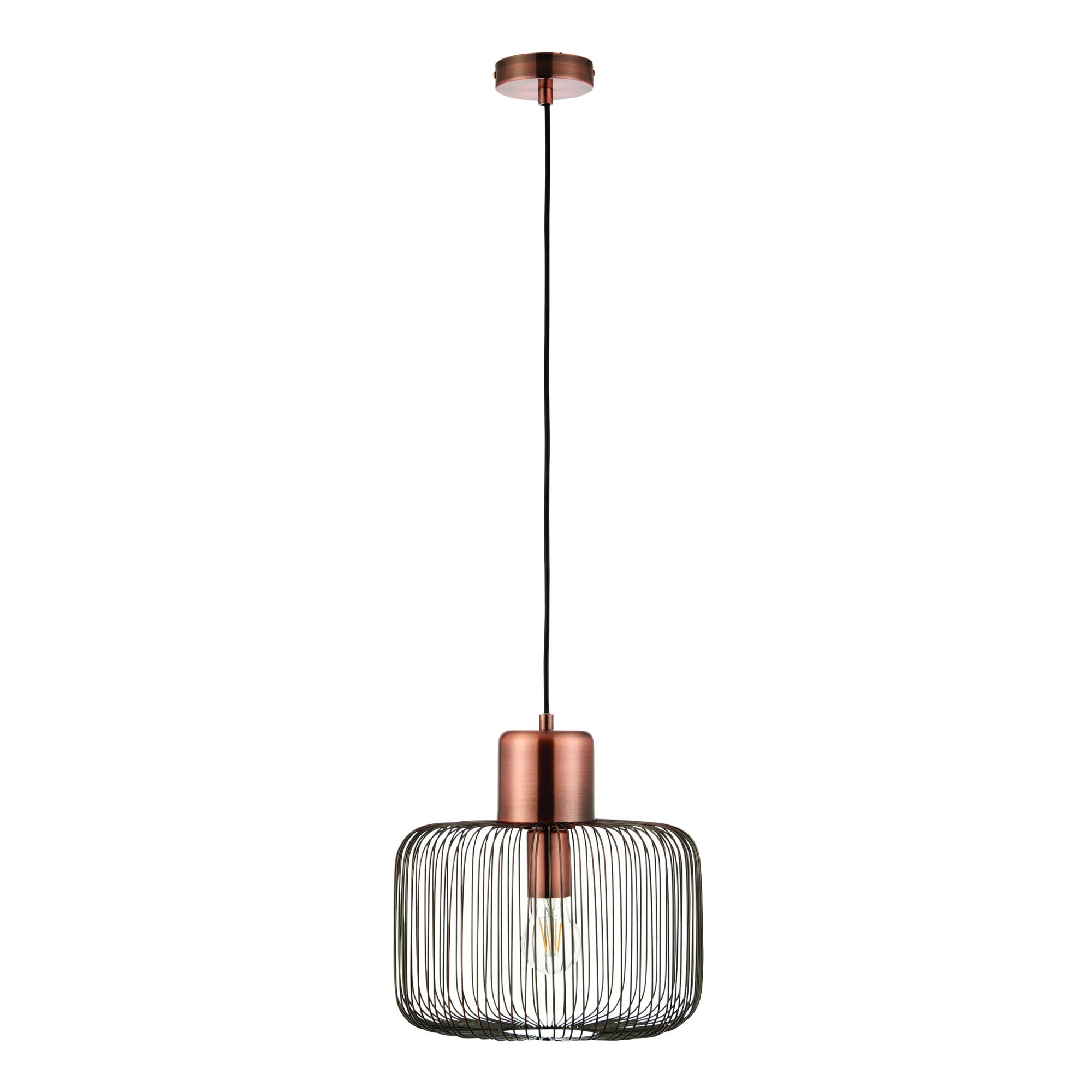 Endon Nicola Single Light Pendant - Antique Copper Plate