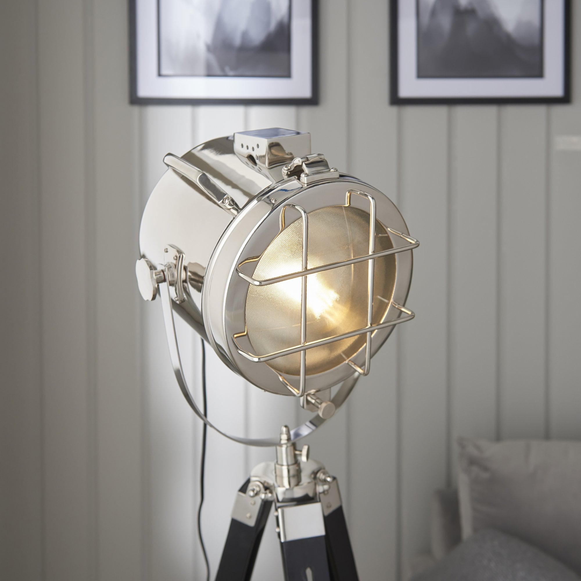 Endon Nautical Single Light Floor Lamp - Polished Nickel Plate & Matt Black