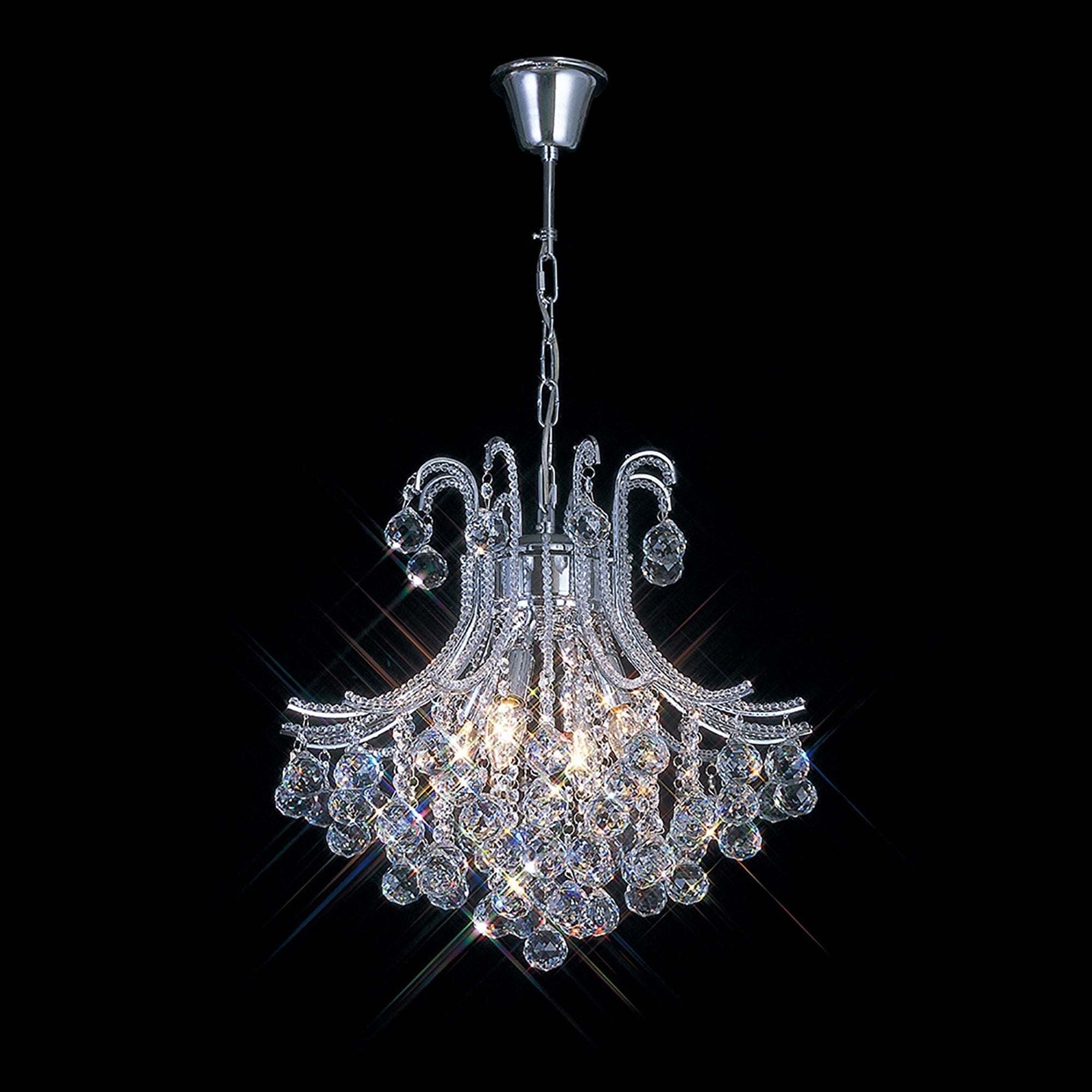 Diyas IL30016 Bask Pendant Round 4 Light Polished Chrome/Crystal
