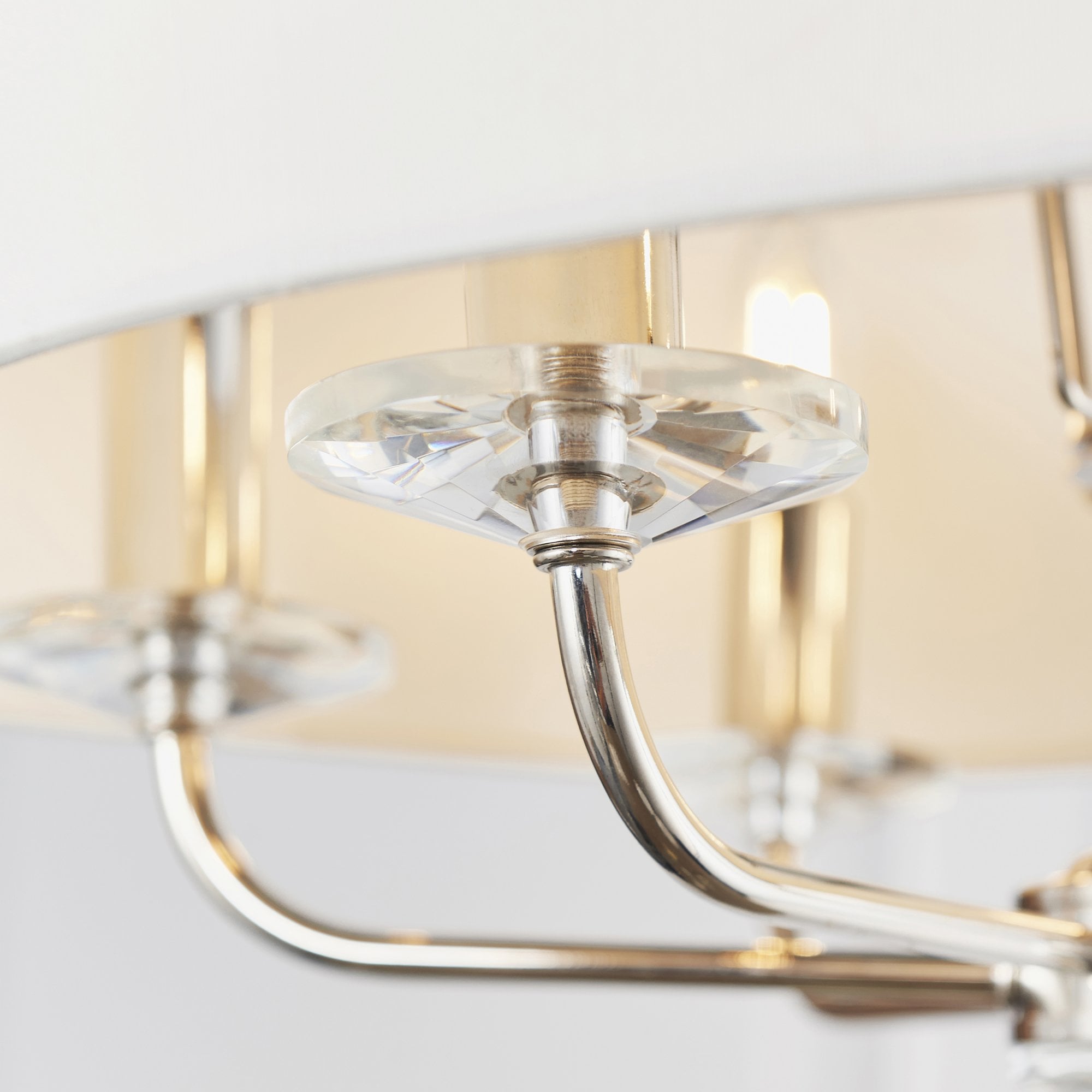 Endon Nixon 6 Light Pendant - Bright Nickel Plate & Vintage White Fabric