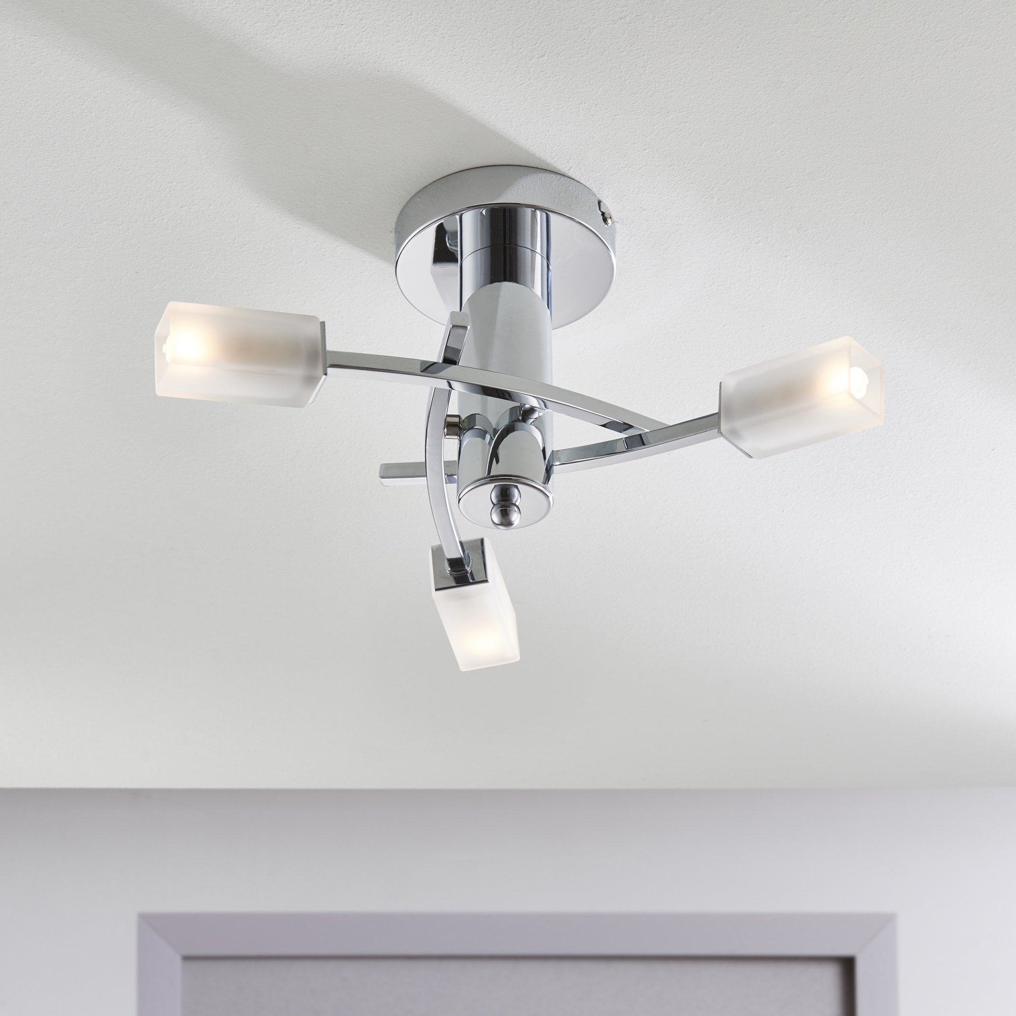 Endon Havana 3 Light Semi Flush Fitting  - Chrome Plate & Frosted Glass