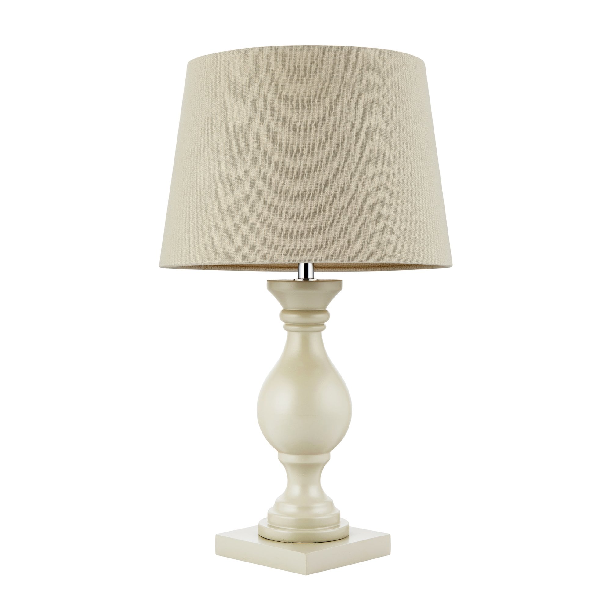 Endon Marsham Single Light Table Lamp - Ivory Painted Wood & Ivory Fabric