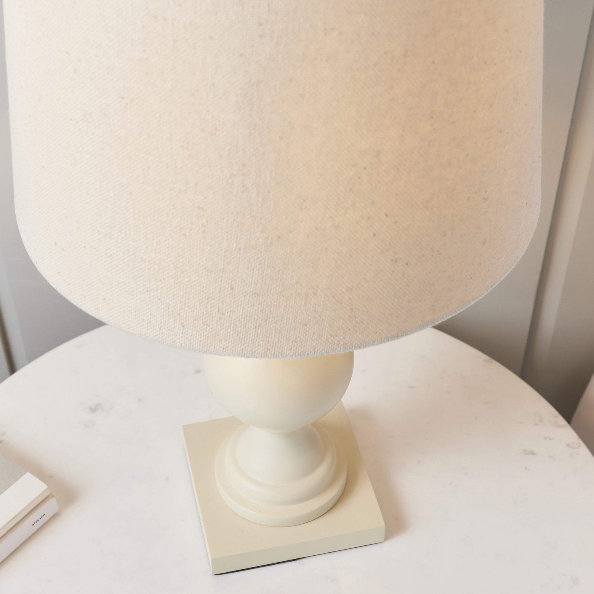 Endon Marsham Single Light Table Lamp - Ivory Painted Wood & Ivory Fabric