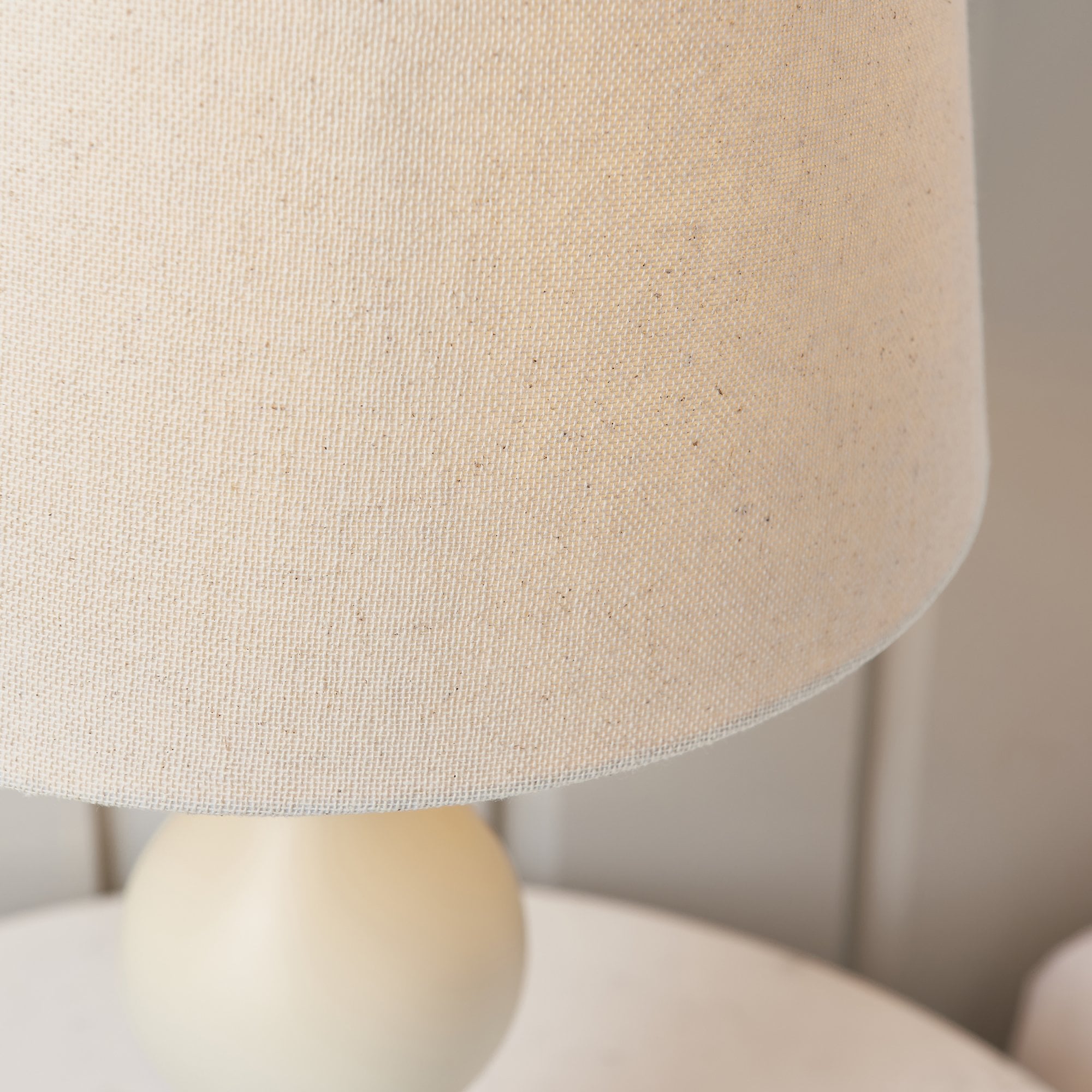 Endon Marsham Single Light Table Lamp - Ivory Painted Wood & Ivory Fabric