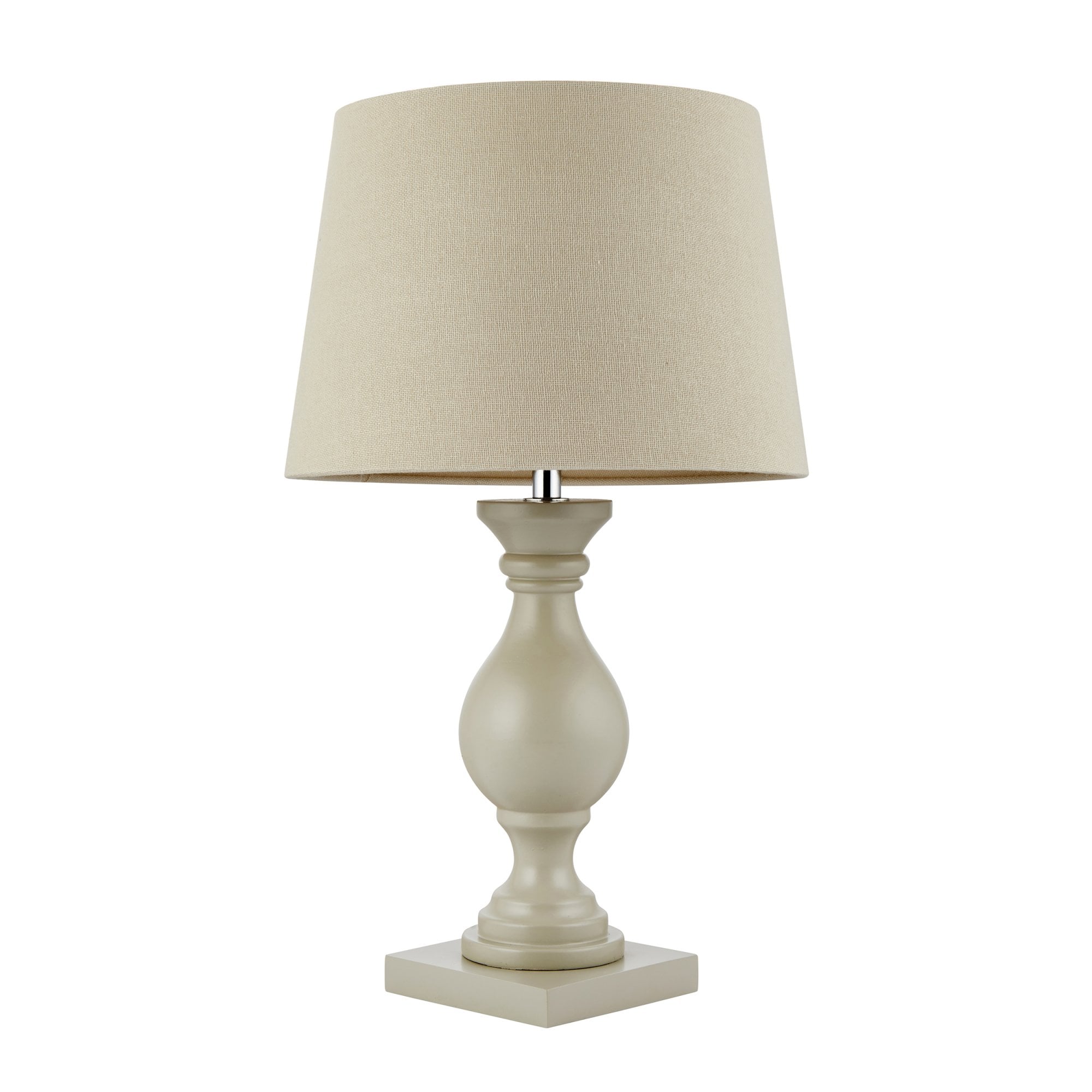 Endon Marsham Single Light Table Lamp - Taupe Painted Wood & Ivory Fabric