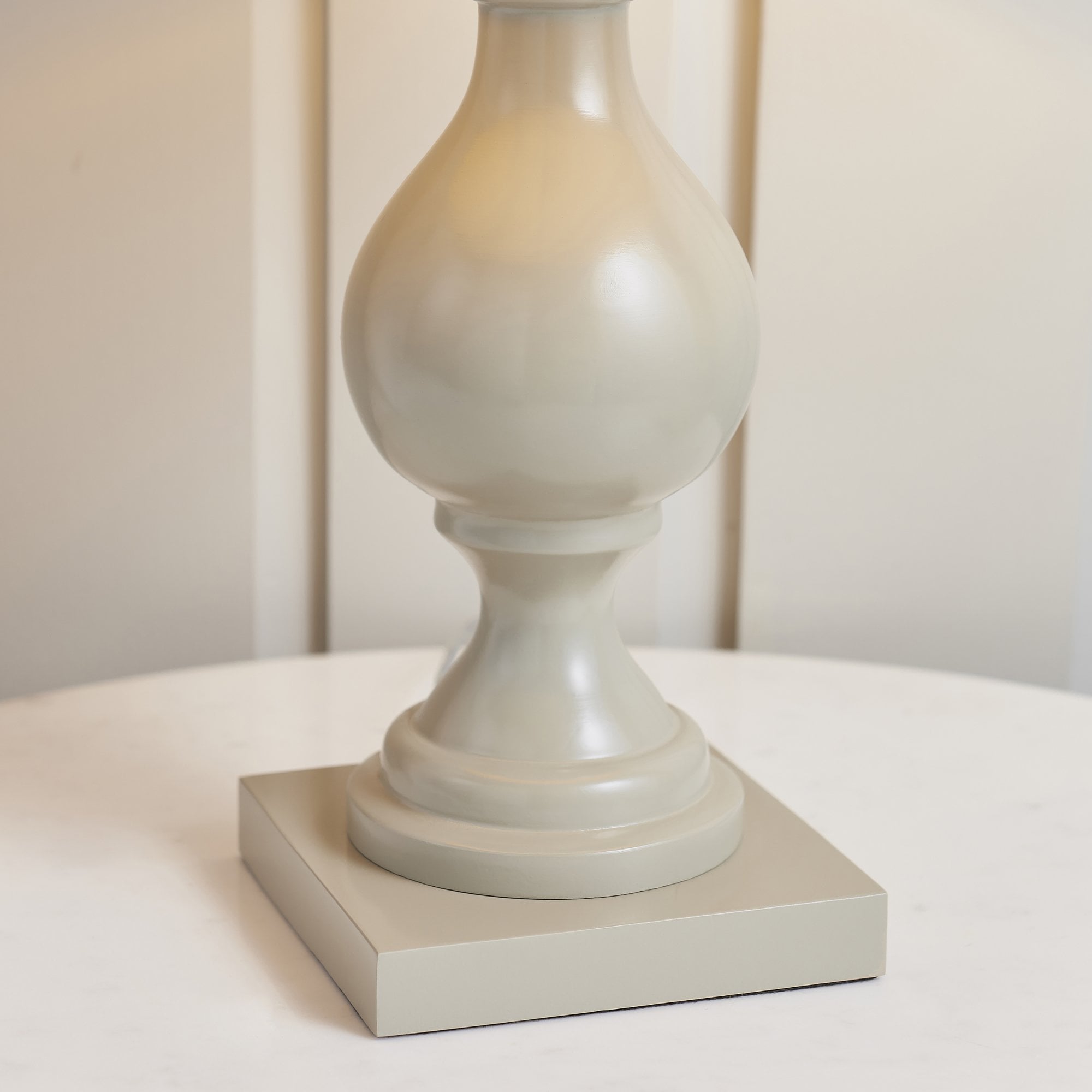 Endon Marsham Single Light Table Lamp - Taupe Painted Wood & Ivory Fabric