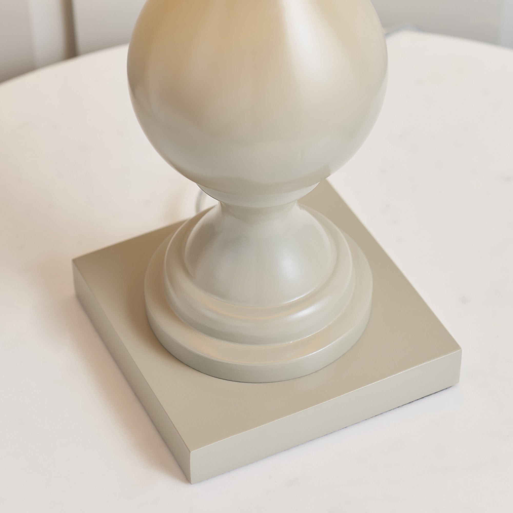 Endon Marsham Single Light Table Lamp - Taupe Painted Wood & Ivory Fabric