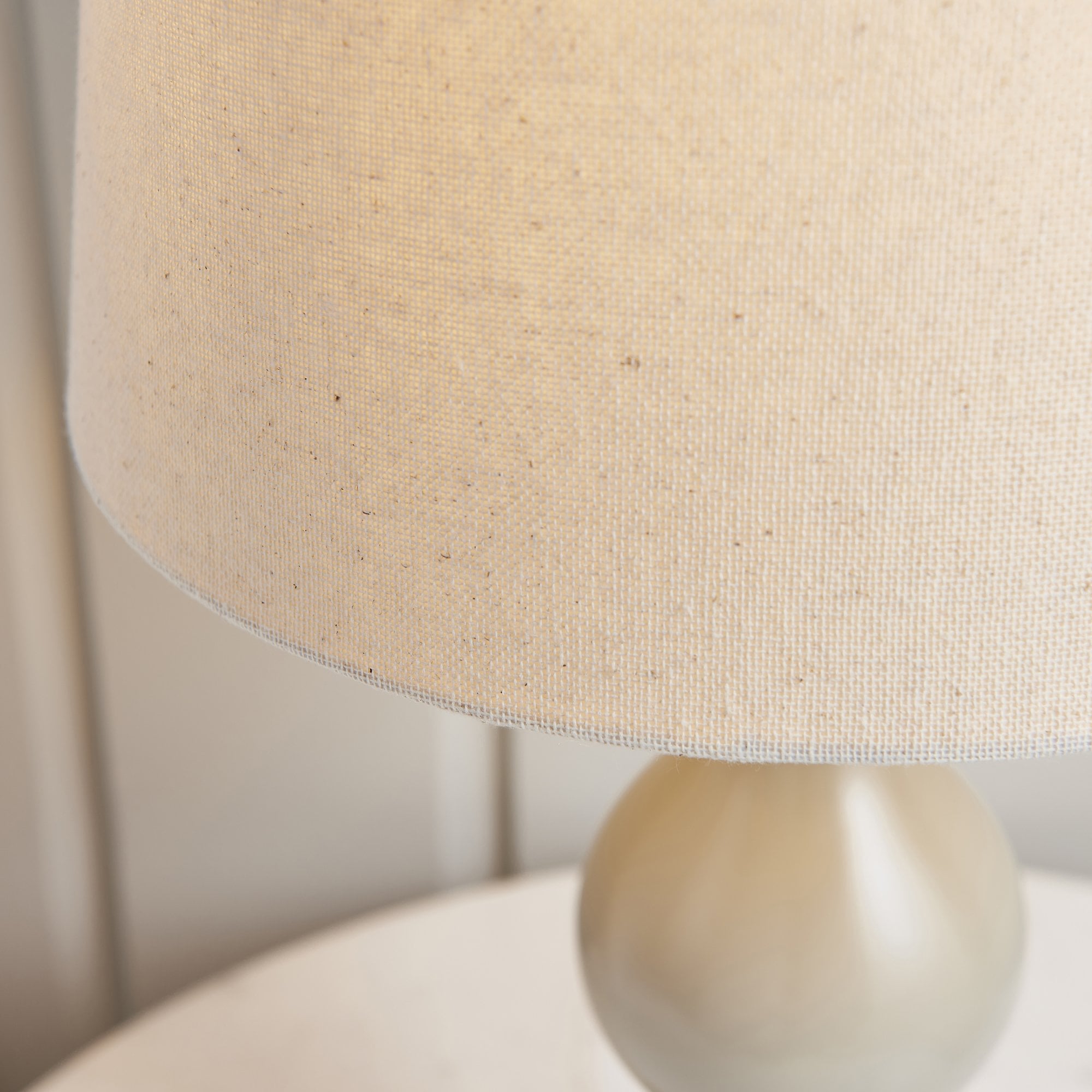 Endon Marsham Single Light Table Lamp - Taupe Painted Wood & Ivory Fabric