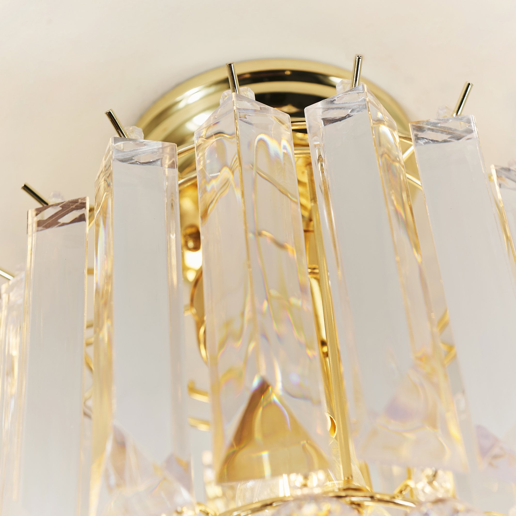 Endon Fargo 2 Light Flush Fitting - Brass Plate & Clear Acrylic