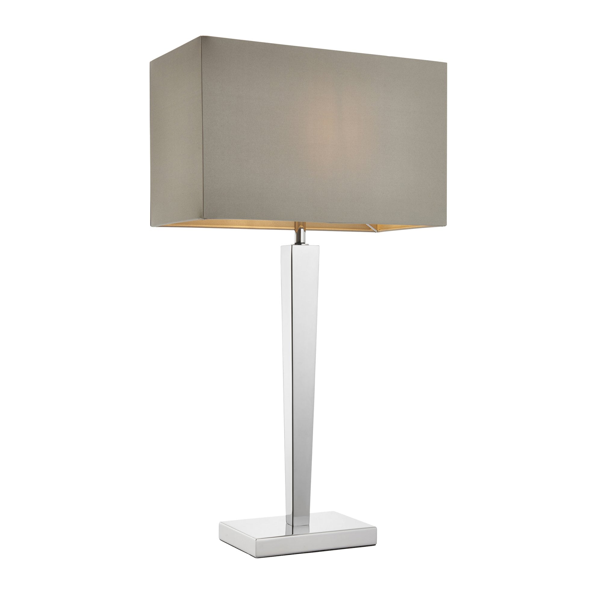 Endon Moreto Single Light Table Lamp  - Chrome Plate & Grey & Silver Fabric