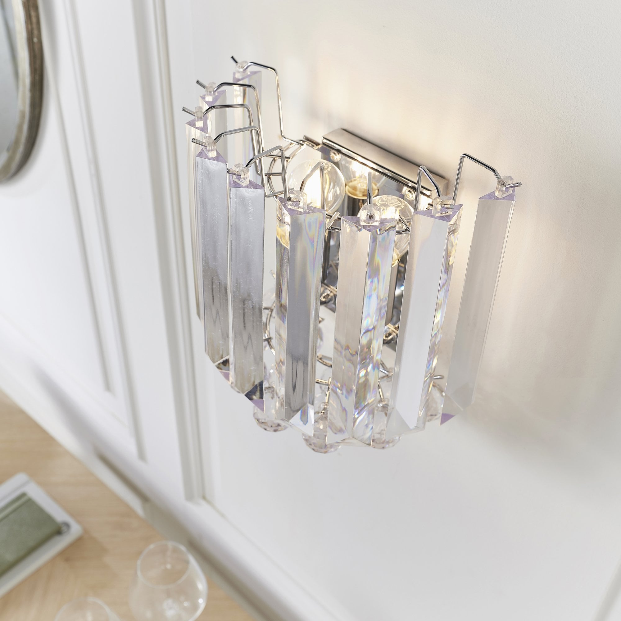 Endon Fargo 2 Light Wall Light - Chrome Plate & Clear Acrylic