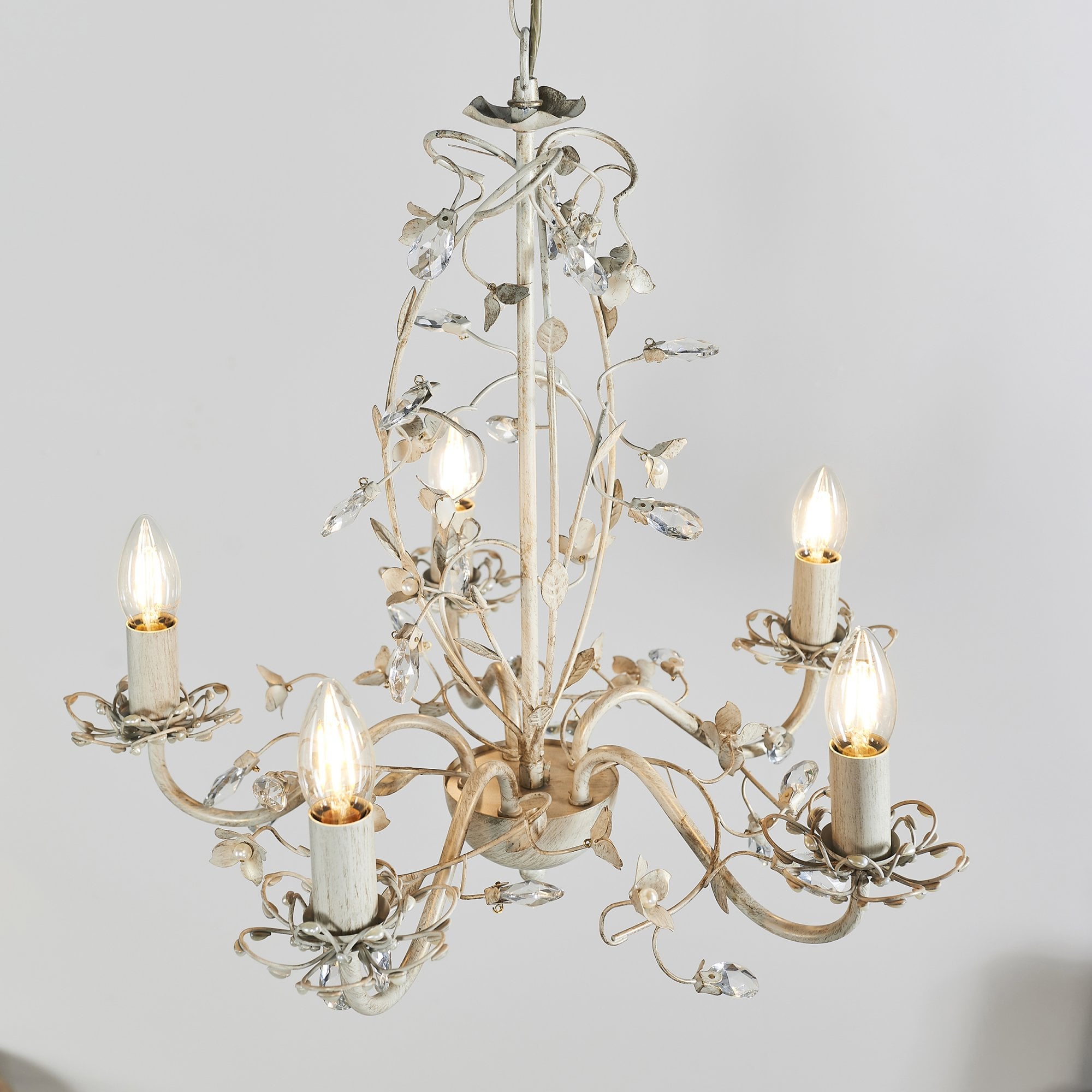 Endon Lullaby 5 Light Pendant  - Cream/Br Gold Paint & Clear/Pearl Acrylic
