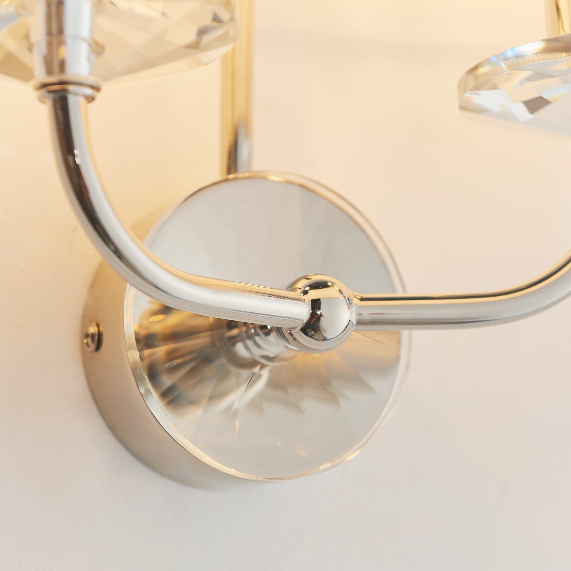 Endon Nixon 2 Light Wall Light - Bright Nickel Plate & Vintage White Fabric