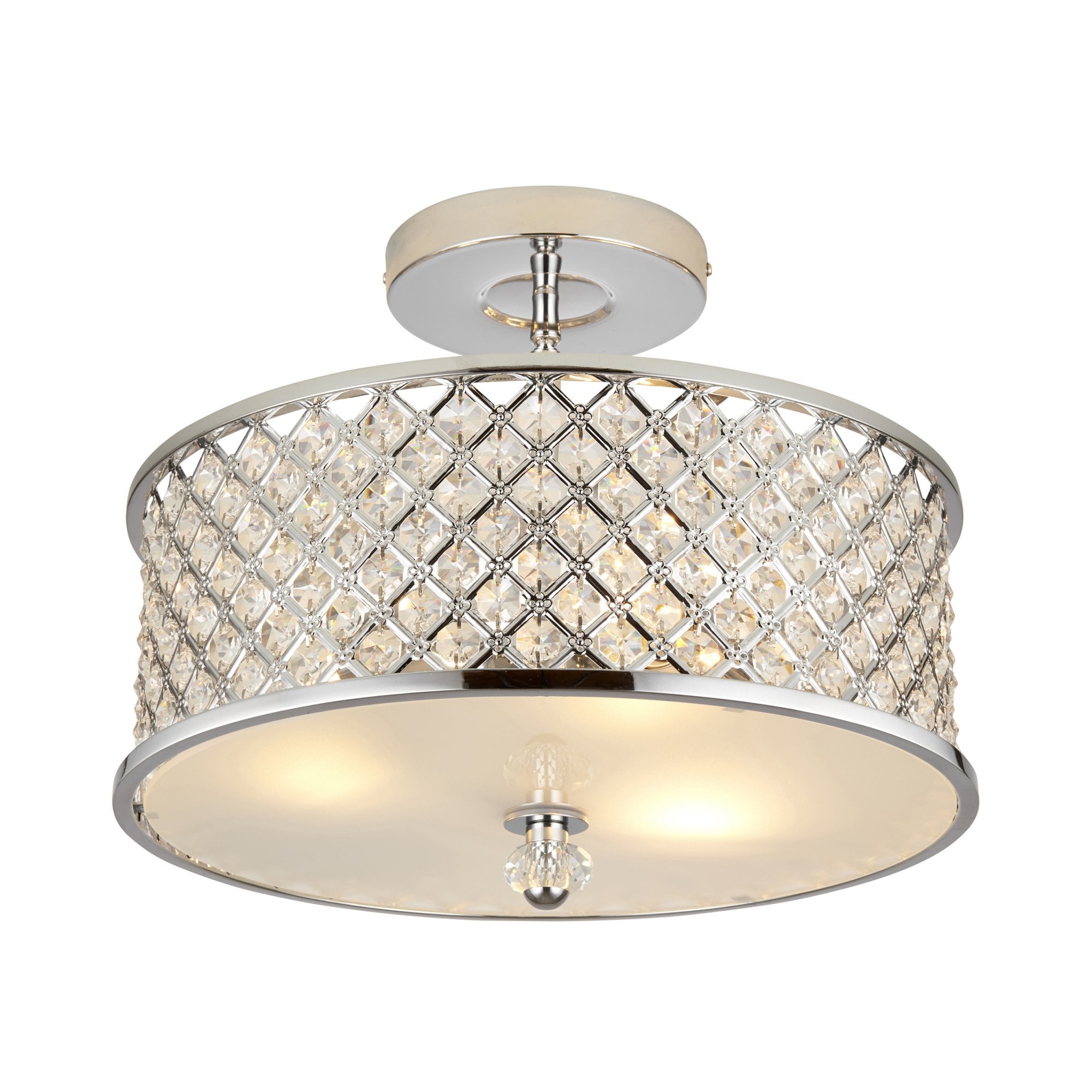 Endon Hudson 3 Light Flush Fitting  - Chrome Plate & Clear Crystal