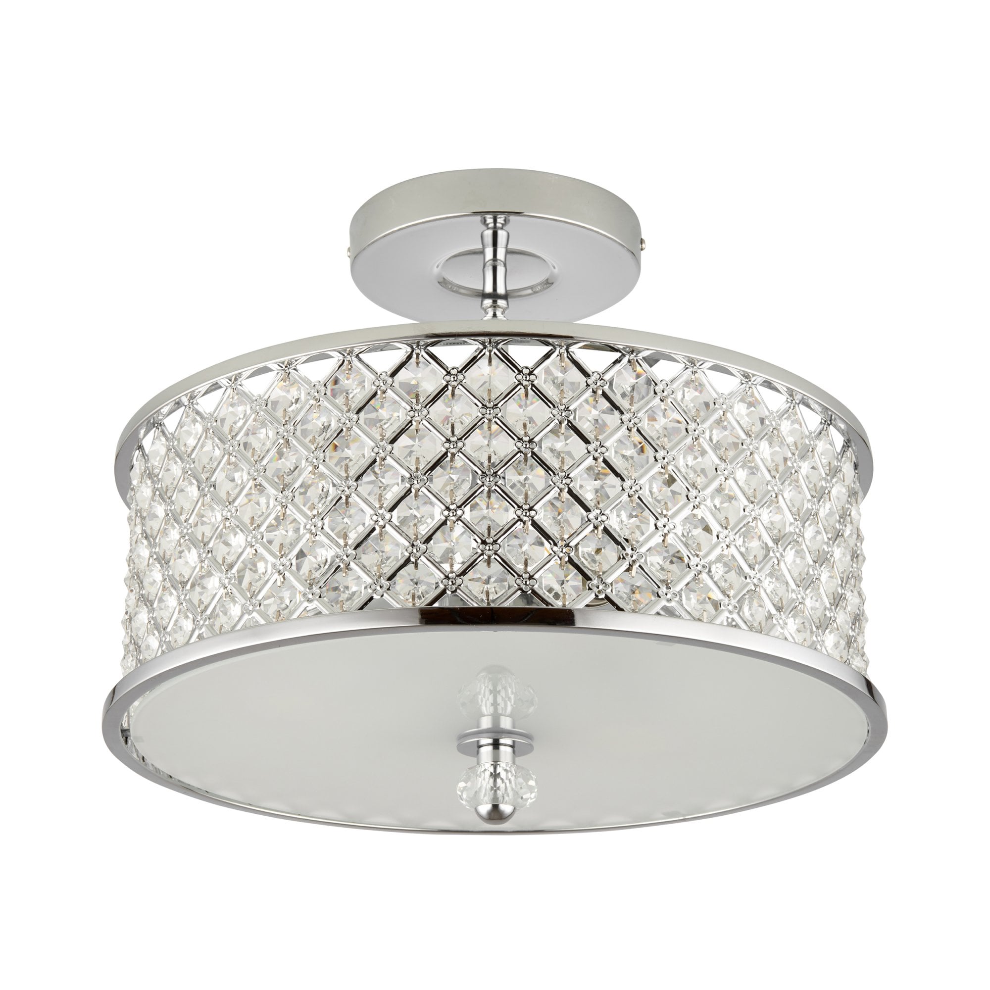 Endon Hudson 3 Light Flush Fitting  - Chrome Plate & Clear Crystal