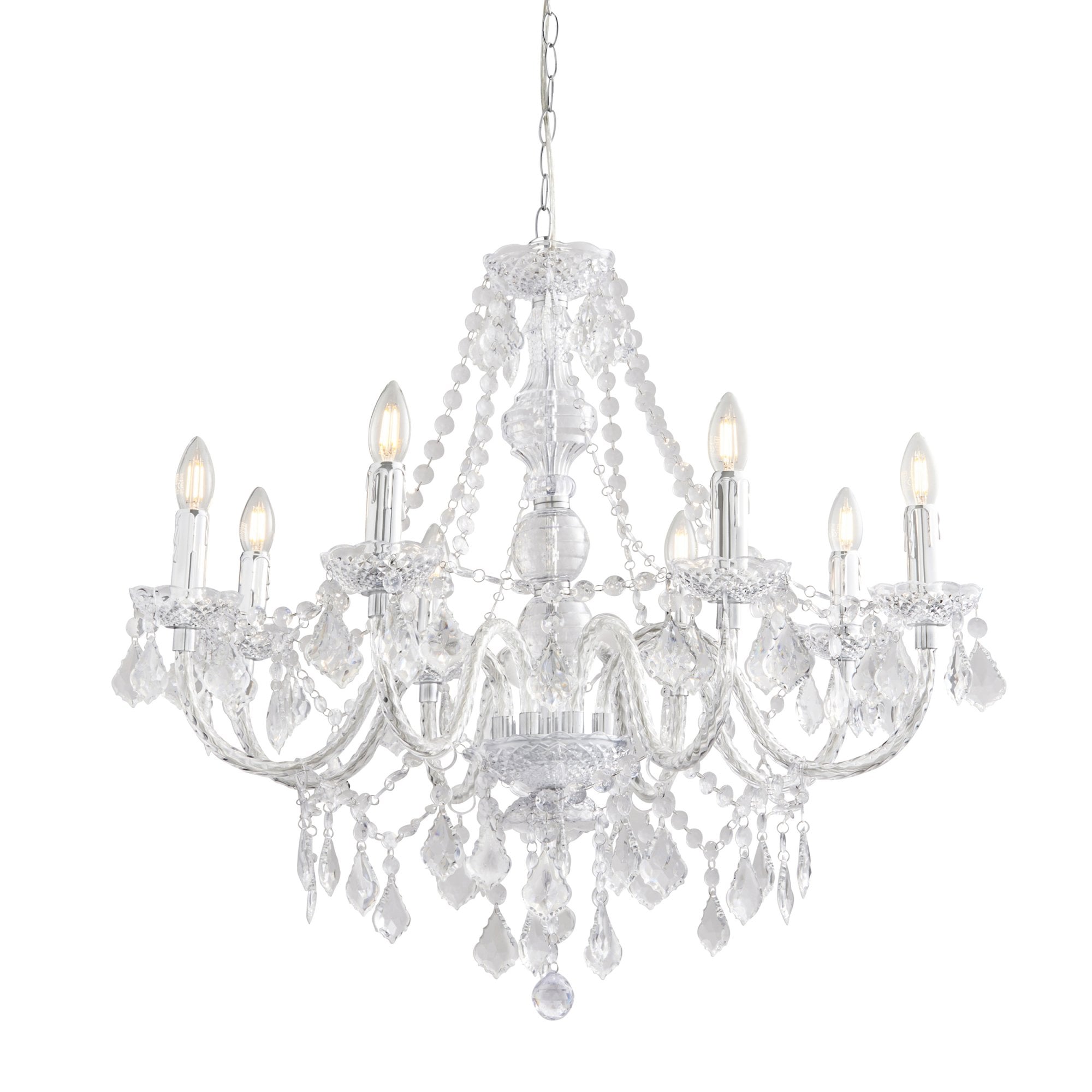 Endon Clarence 8 Light Pendant - Clear Acrylic & Chrome Plate