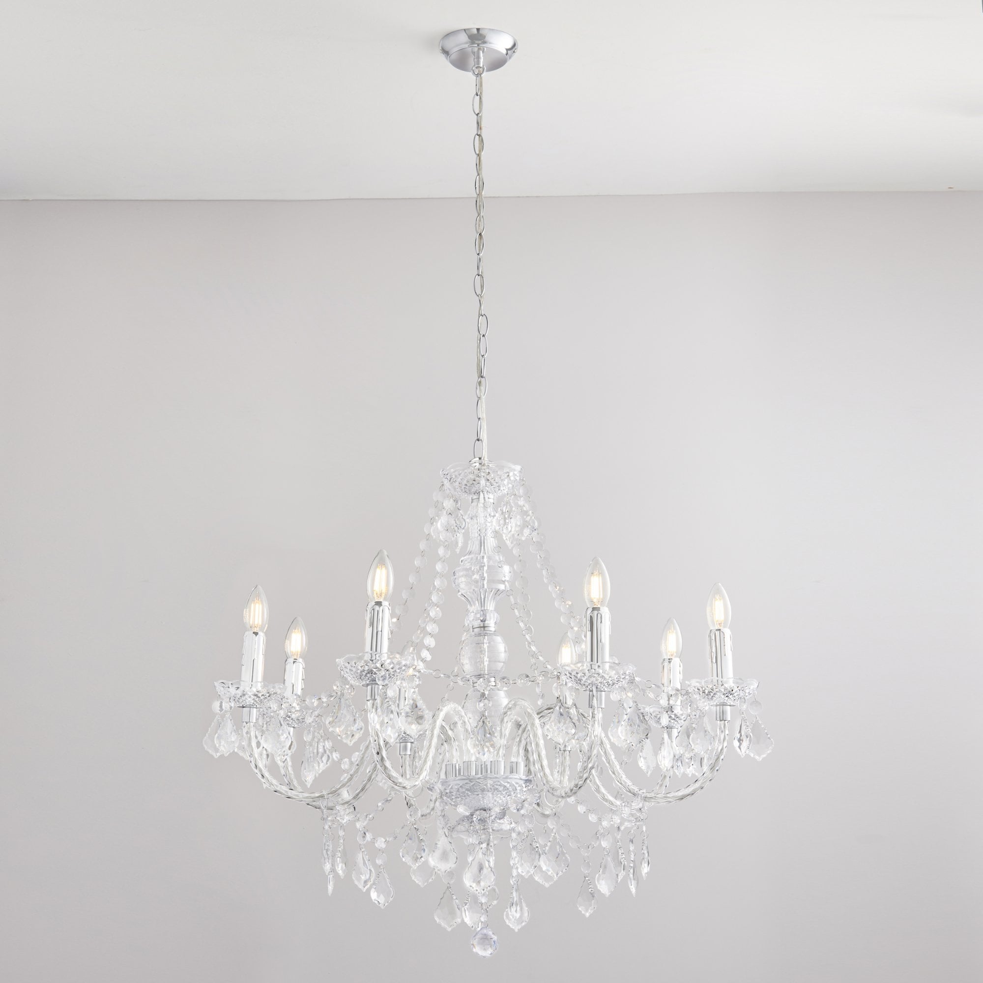 Endon Clarence 8 Light Pendant - Clear Acrylic & Chrome Plate